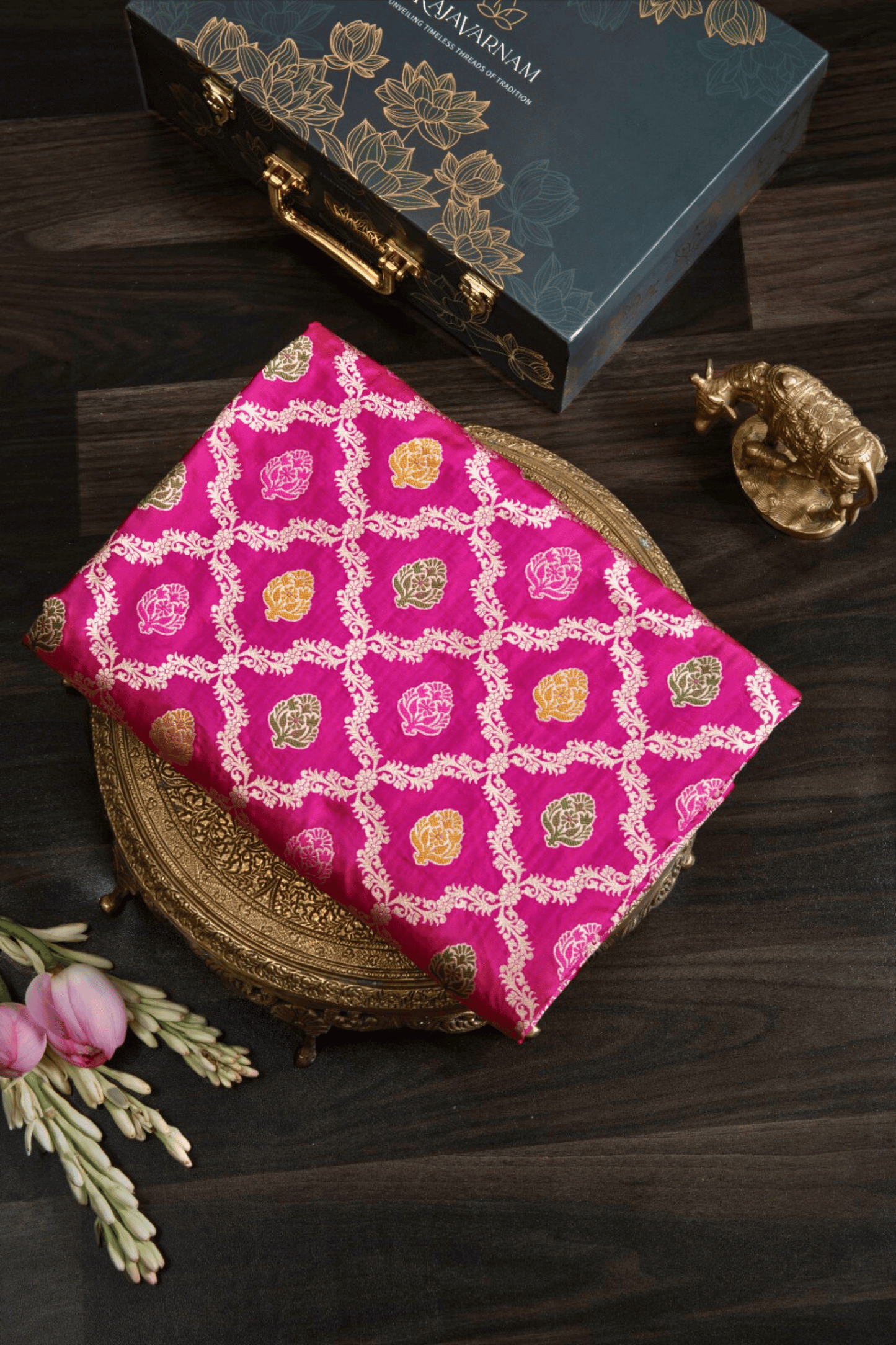 Banarasi Pink Silk Meenakari Saree