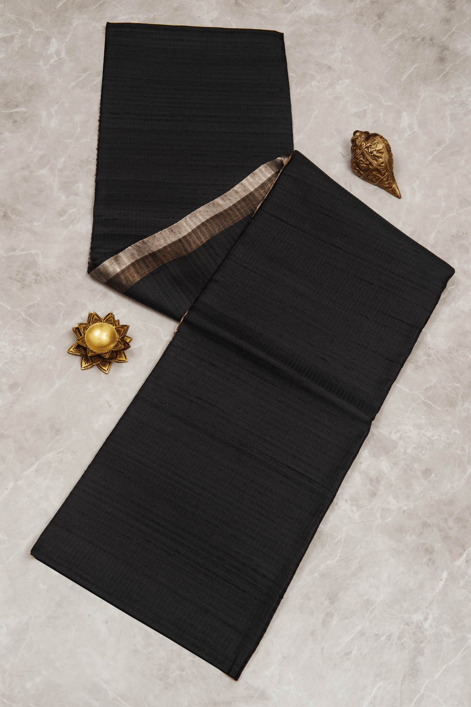 Raw Silk Navy Black Saree