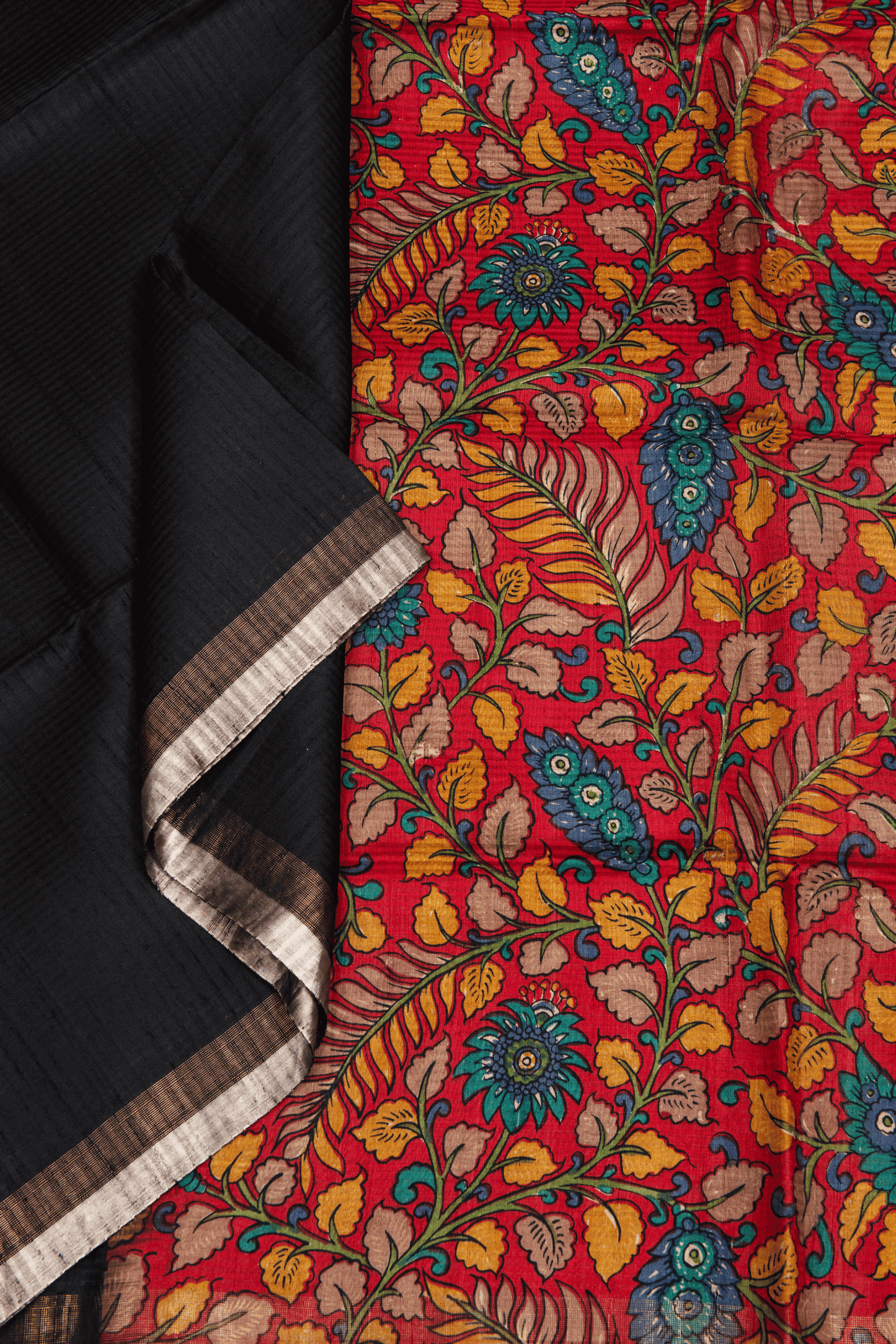 Raw Silk Navy Black Saree