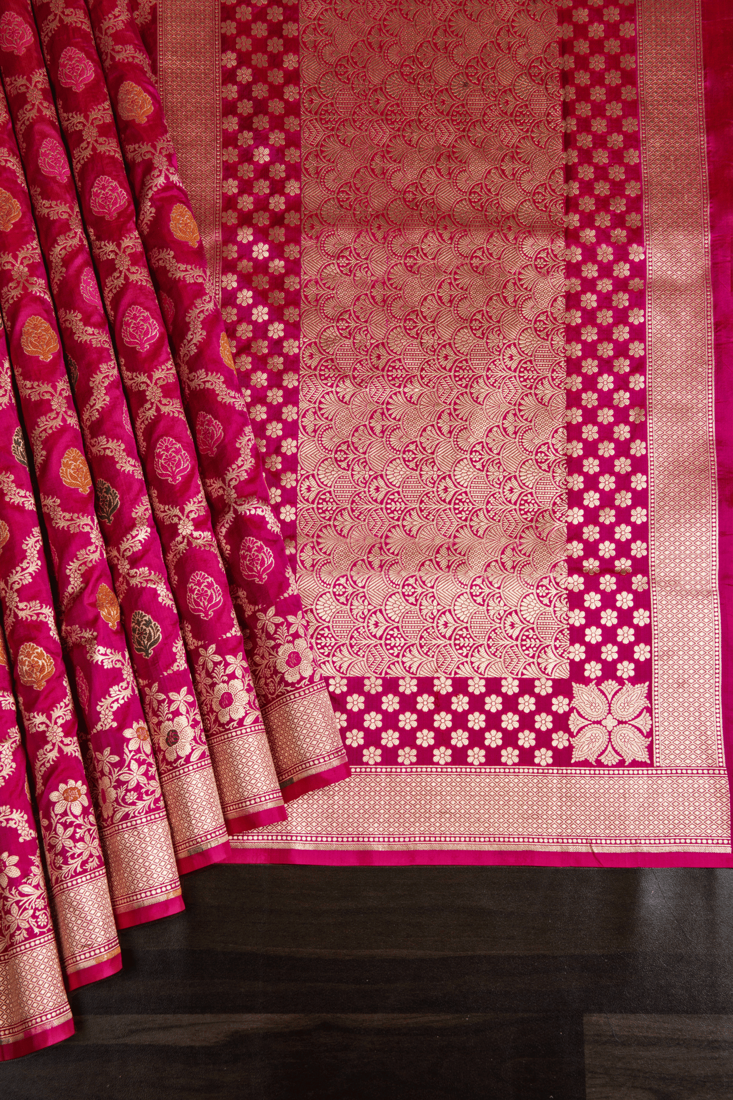 Banarasi Pink Silk Meenakari Saree