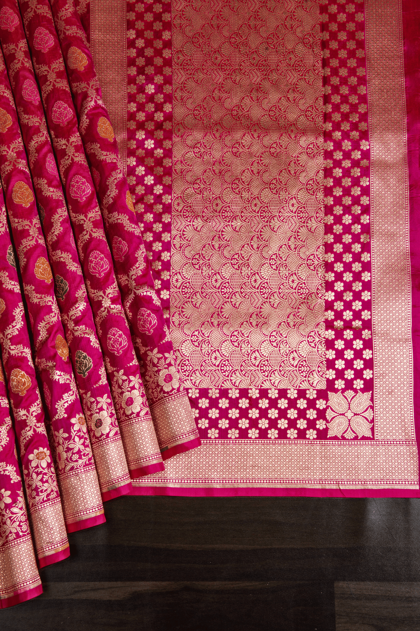 Banarasi Pink Silk Meenakari Saree