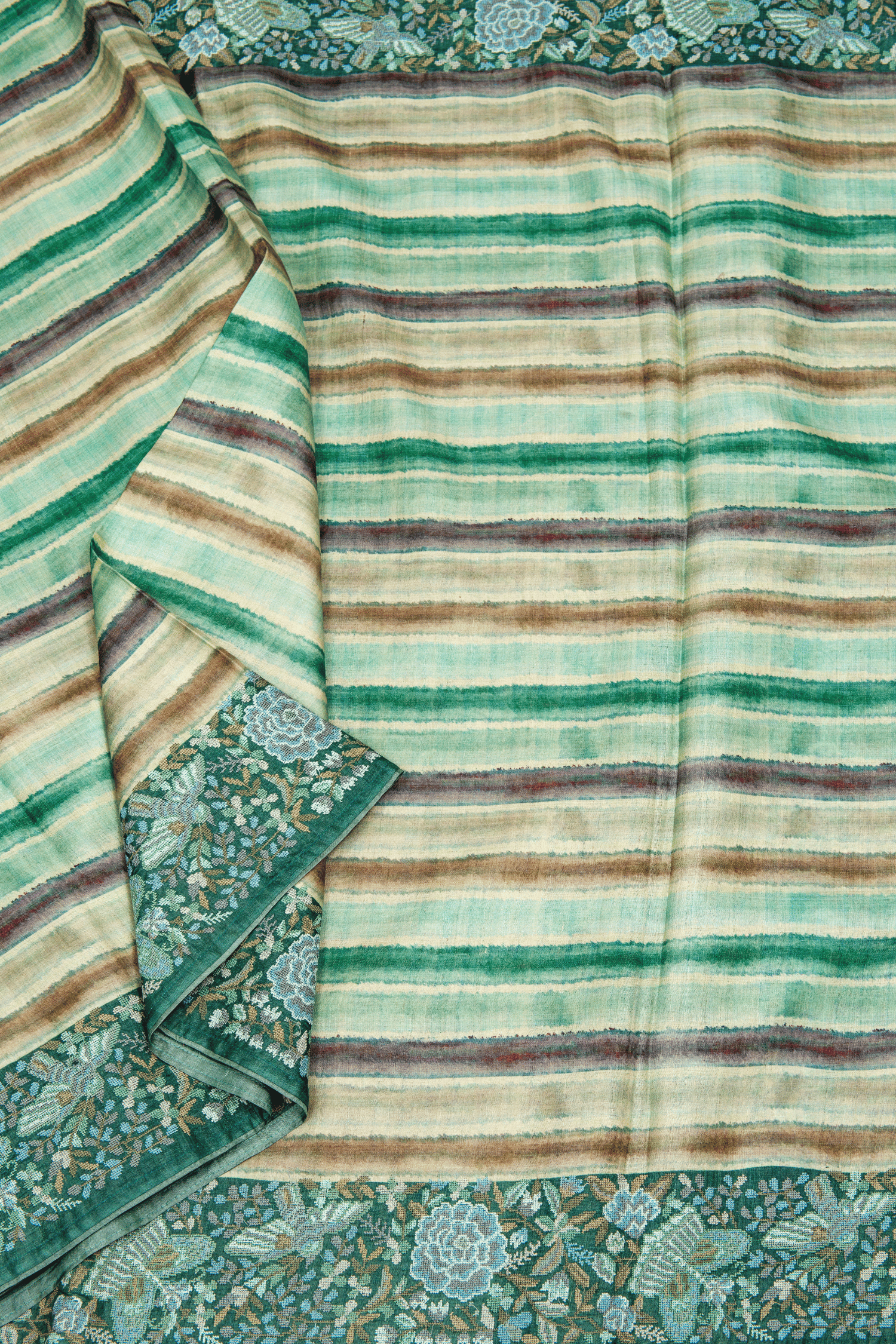 Tussar Saree With Embroidered Borders