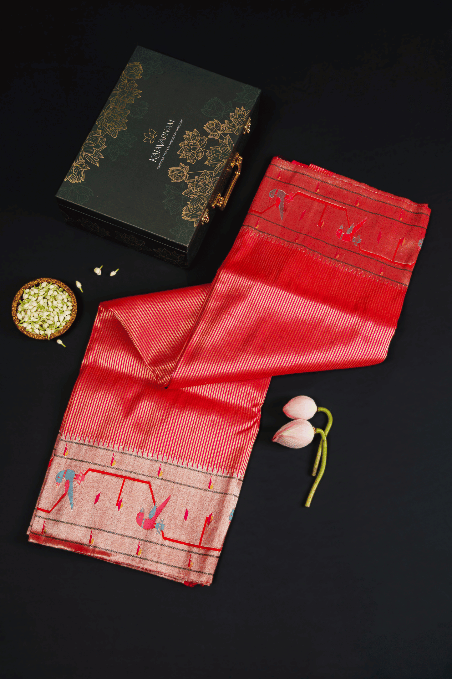 Paithani Stripes with Aakruthi Border Saree 