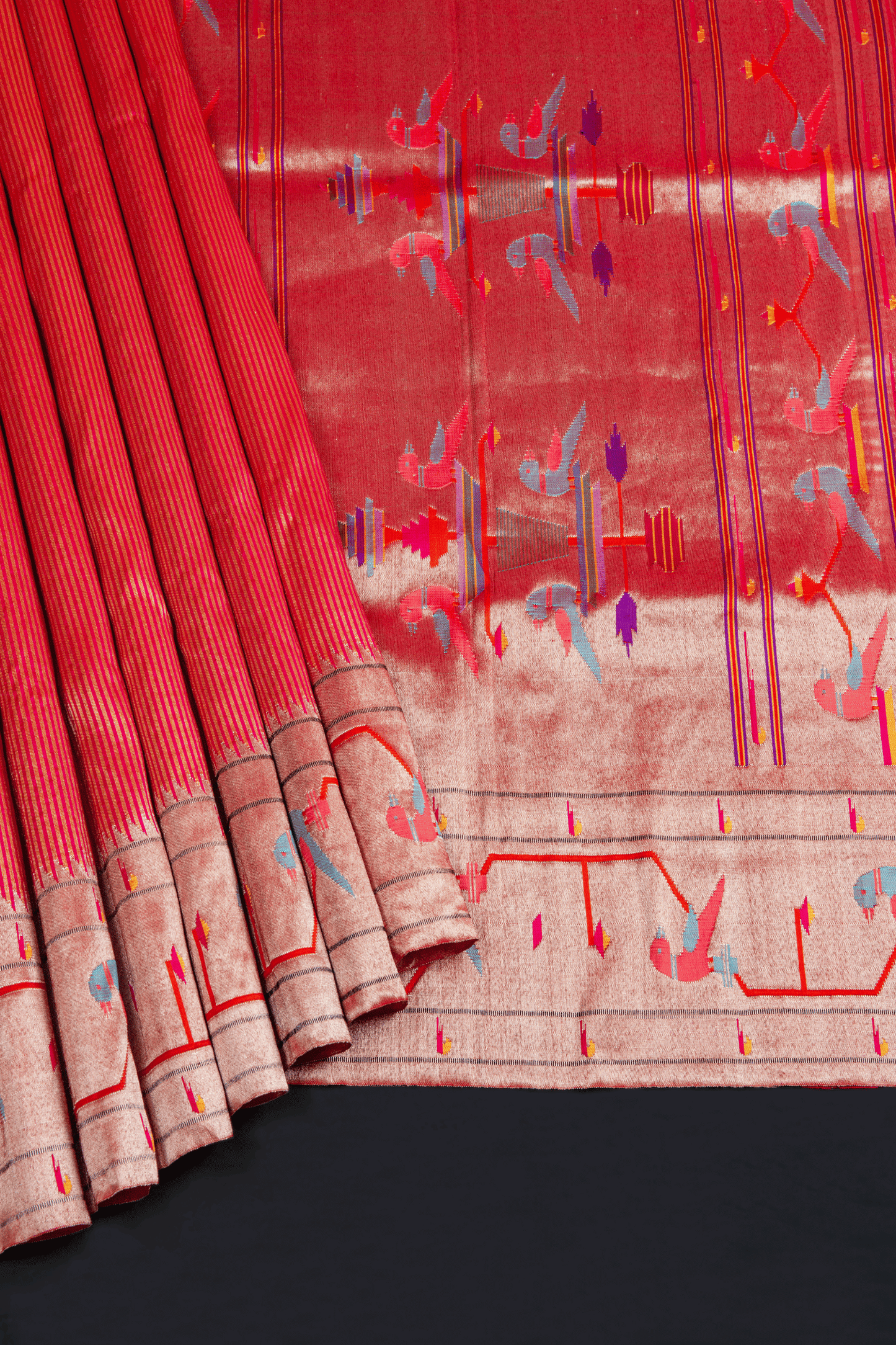 Paithani Stripes with Aakruthi Border Saree