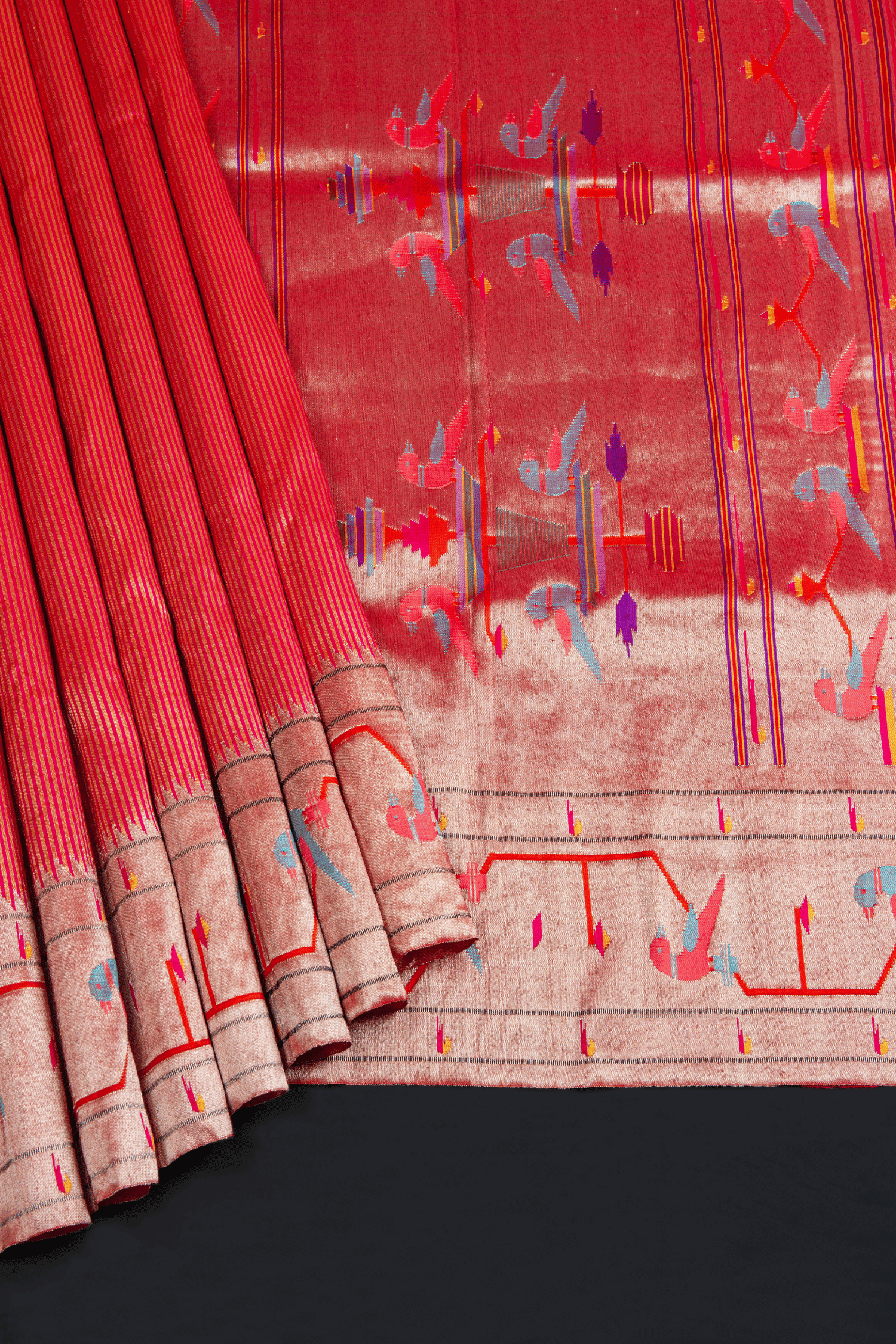 Paithani Stripes with Aakruthi Border Saree