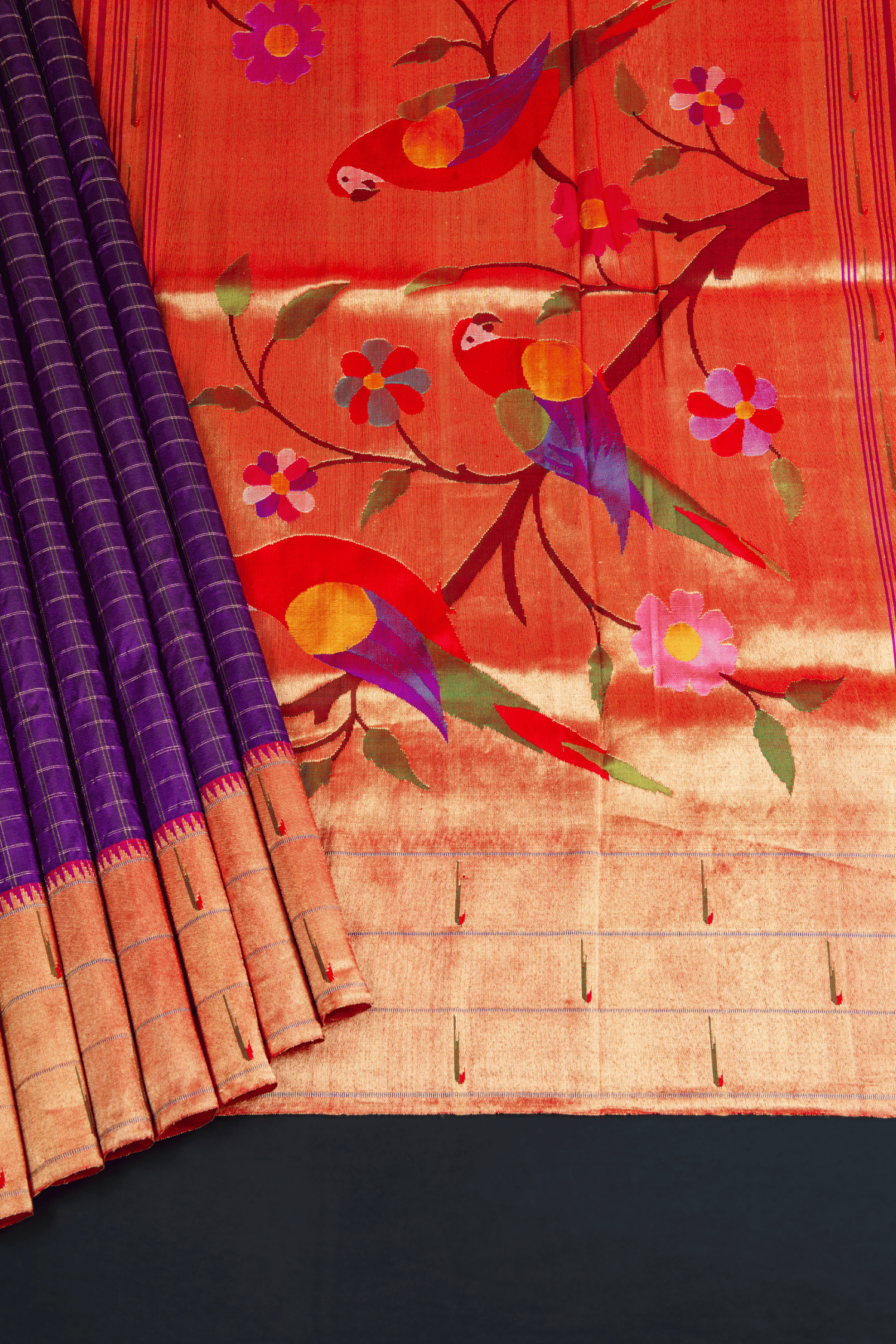 Paithani Checks with Aakruthi Border Saree