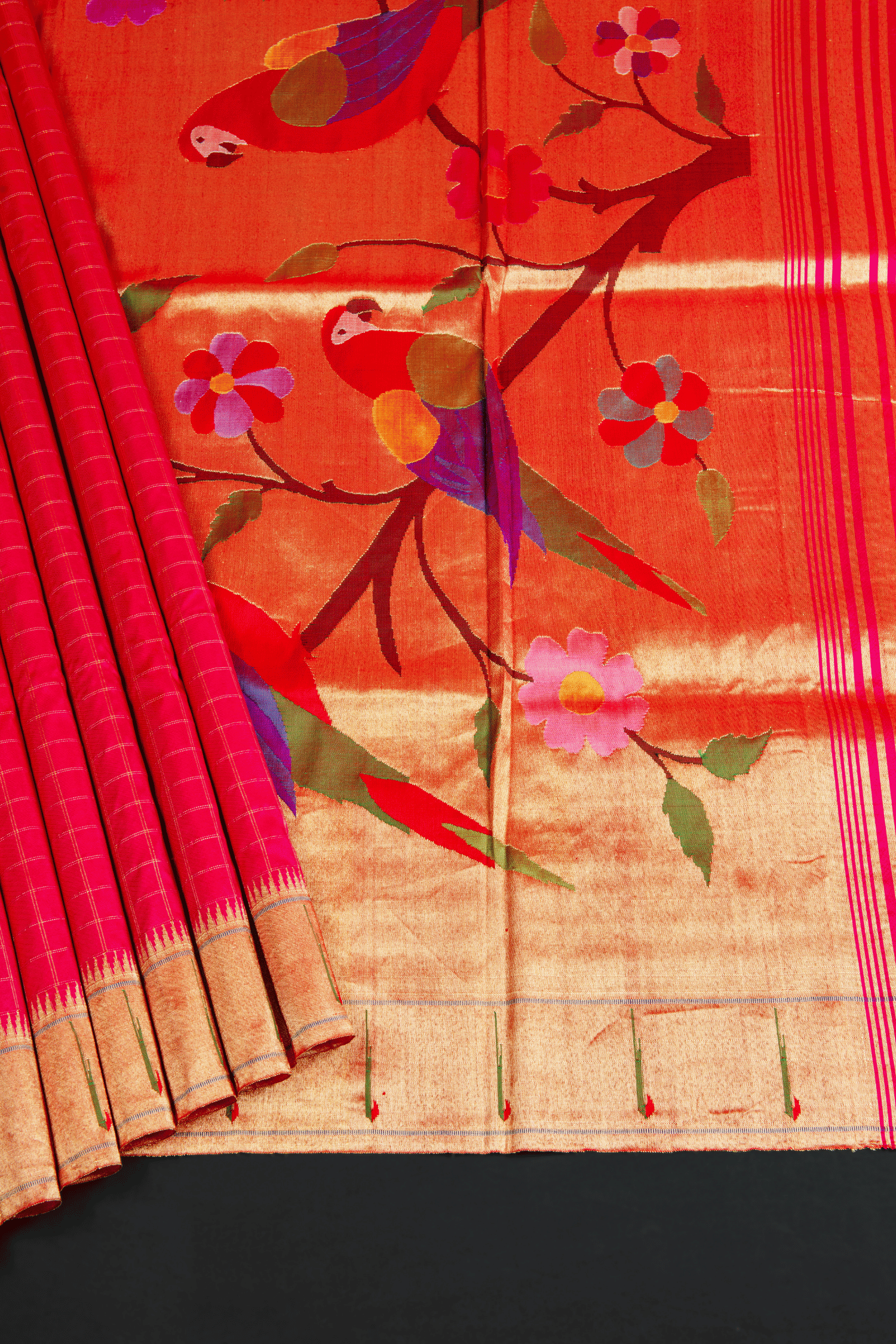 Paithani Checks with Single Muniya Border Saree