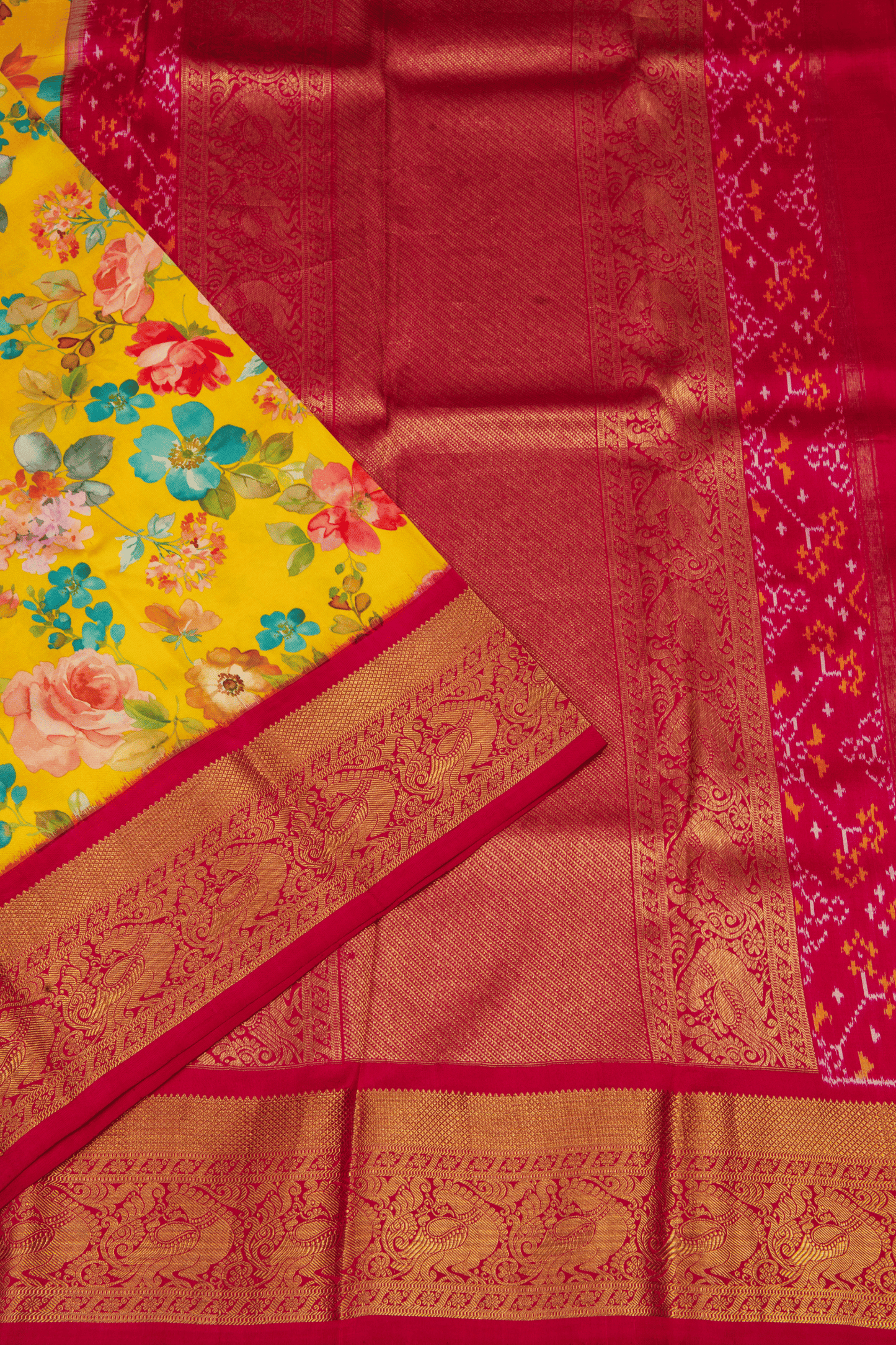 Kanchipuram Yellow Digital Saree