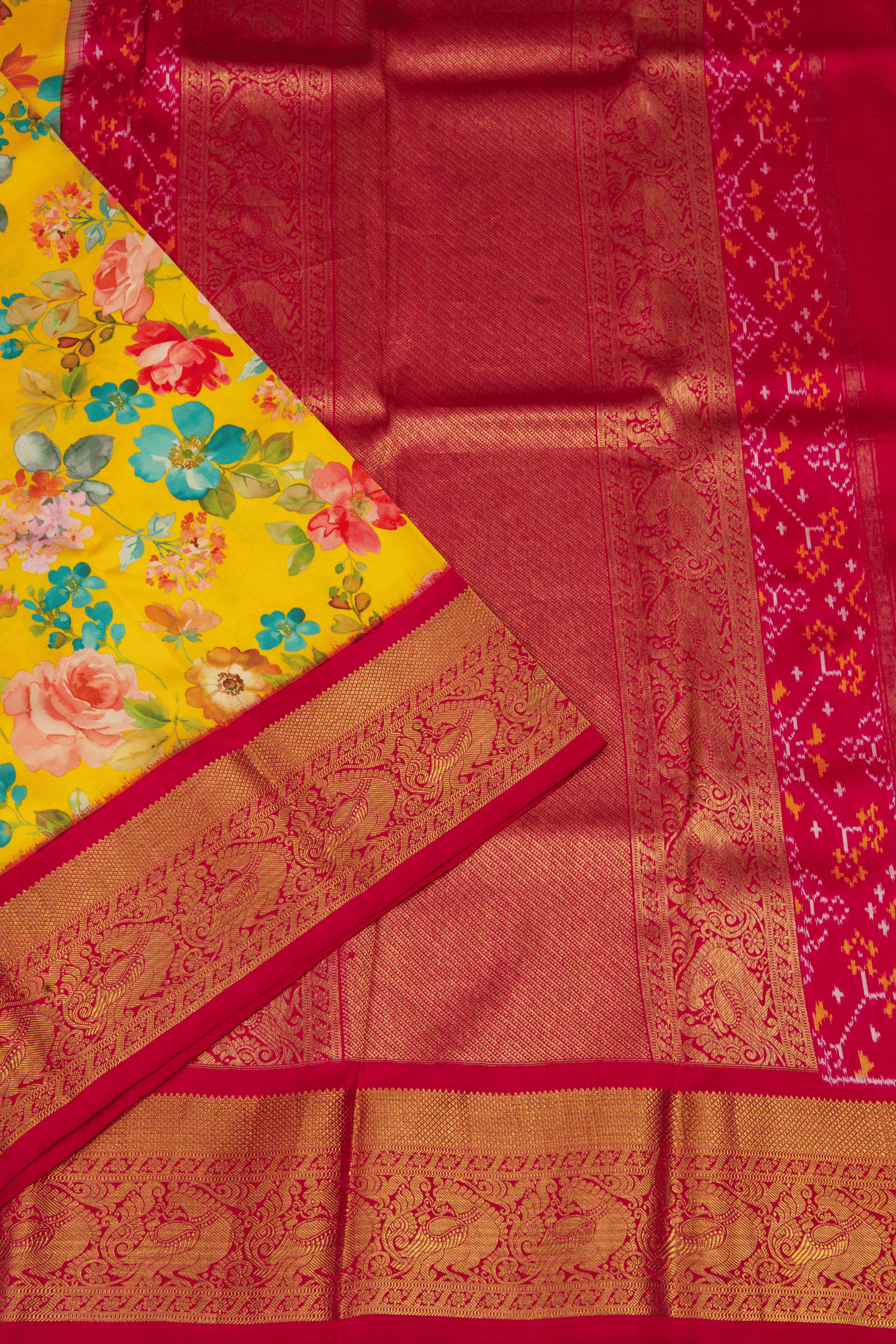 Kanchipuram Yellow Digital Saree