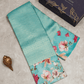 Kanchipuram Brocade Blue Digital Print Border Saree