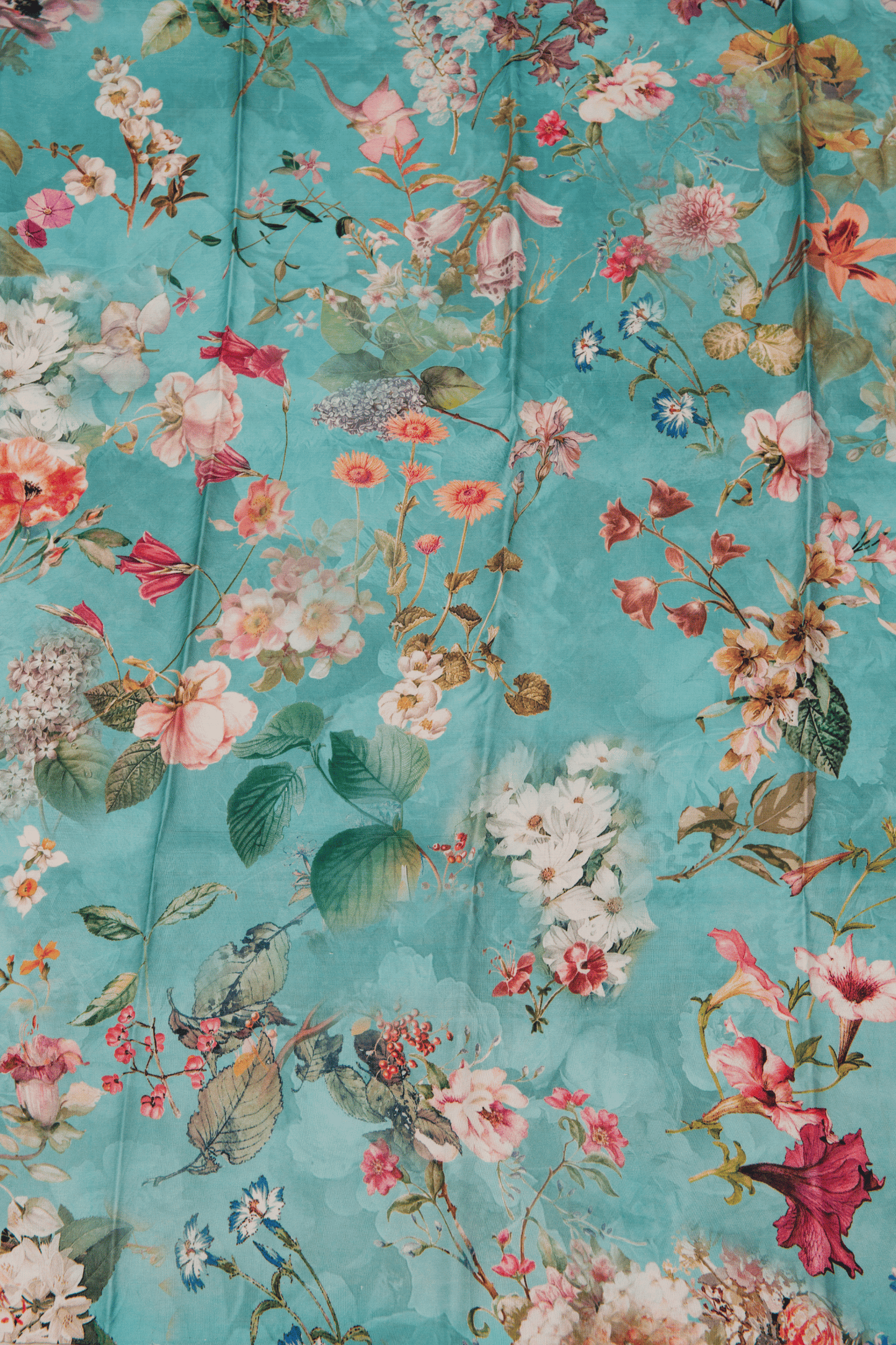 Kanchipuram Brocade Blue Digital Print Border Saree