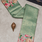 Kanchipuram Brocade Mint Green Digital Print Border Saree