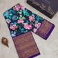 Kanchipuram Navy Blue Digital Print Saree