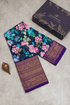 Kanchipuram Navy Blue Digital Print Saree