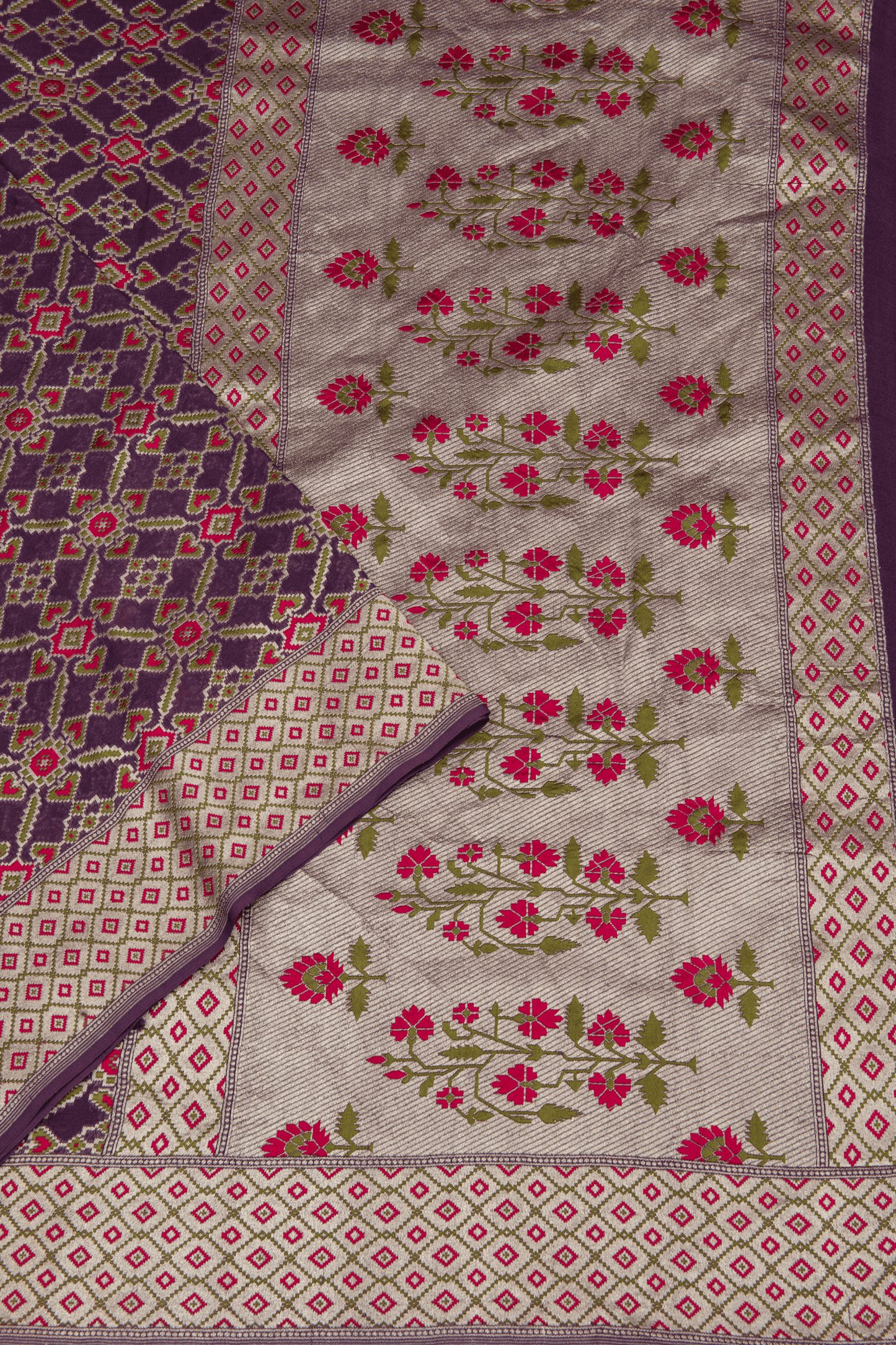 Jamdhani Cotton Purple Saree