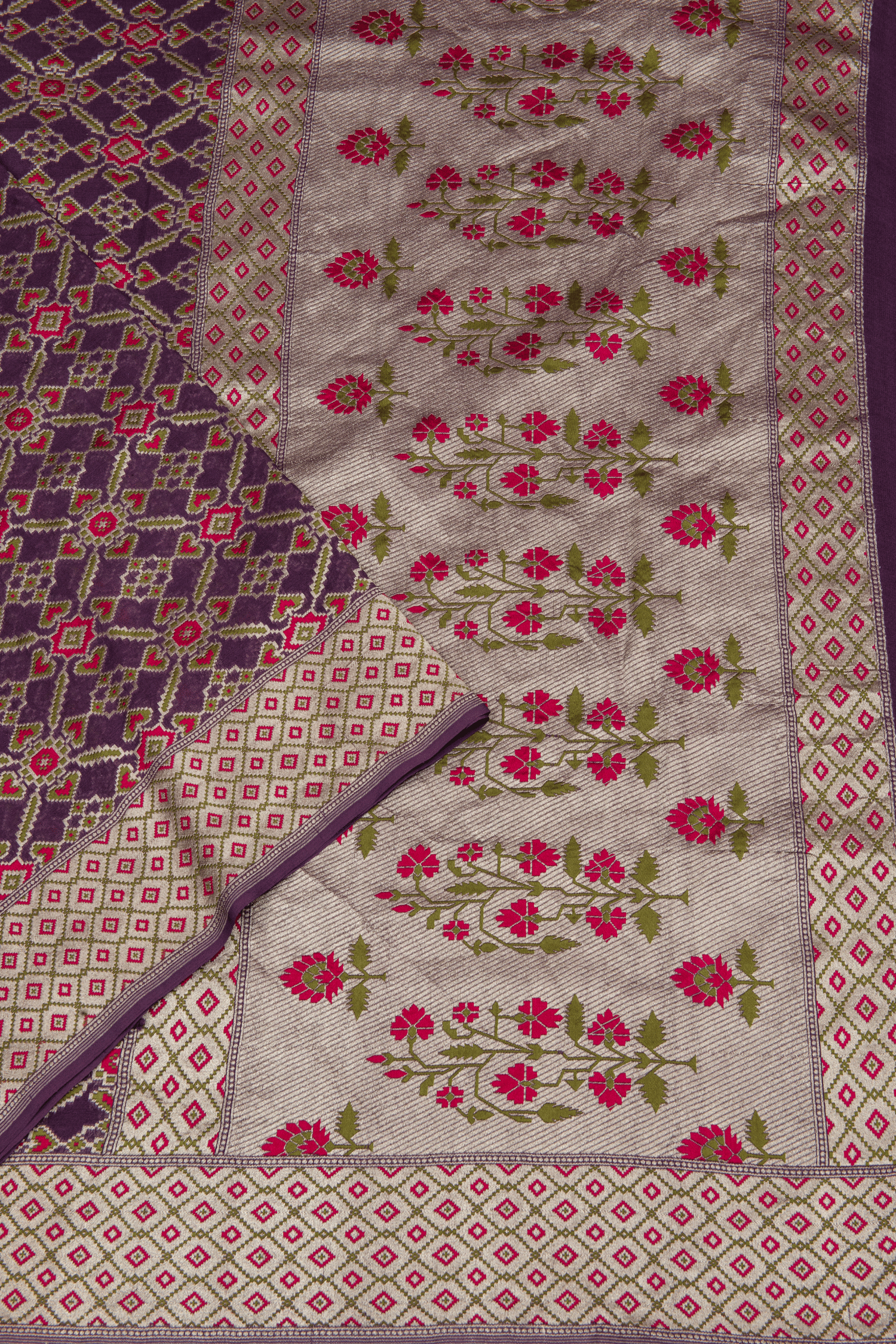 Jamdhani Cotton Purple Saree