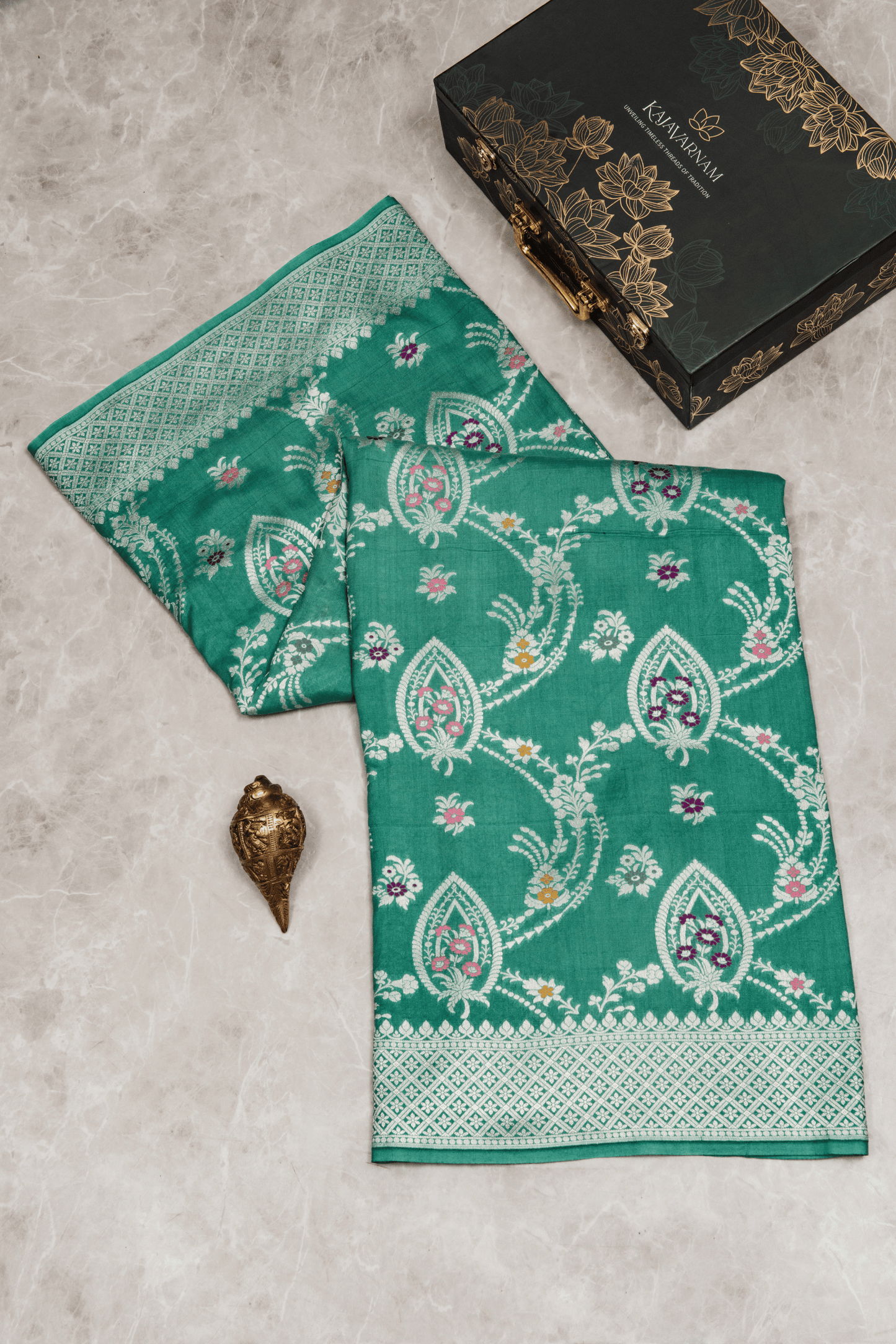 Tussar Banarasi Mint Green Saree 