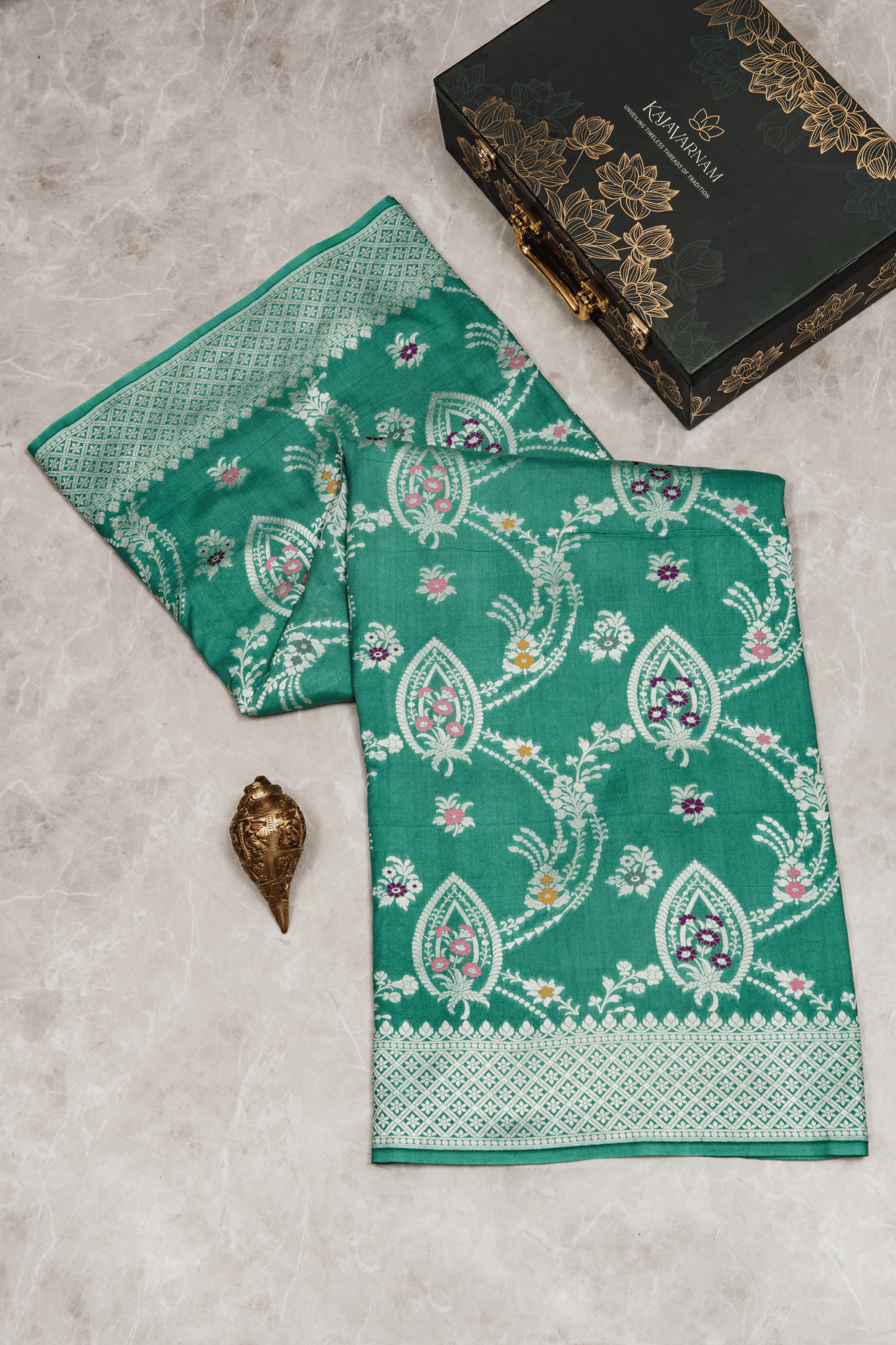 Tussar Banarasi Mint Green Saree 
