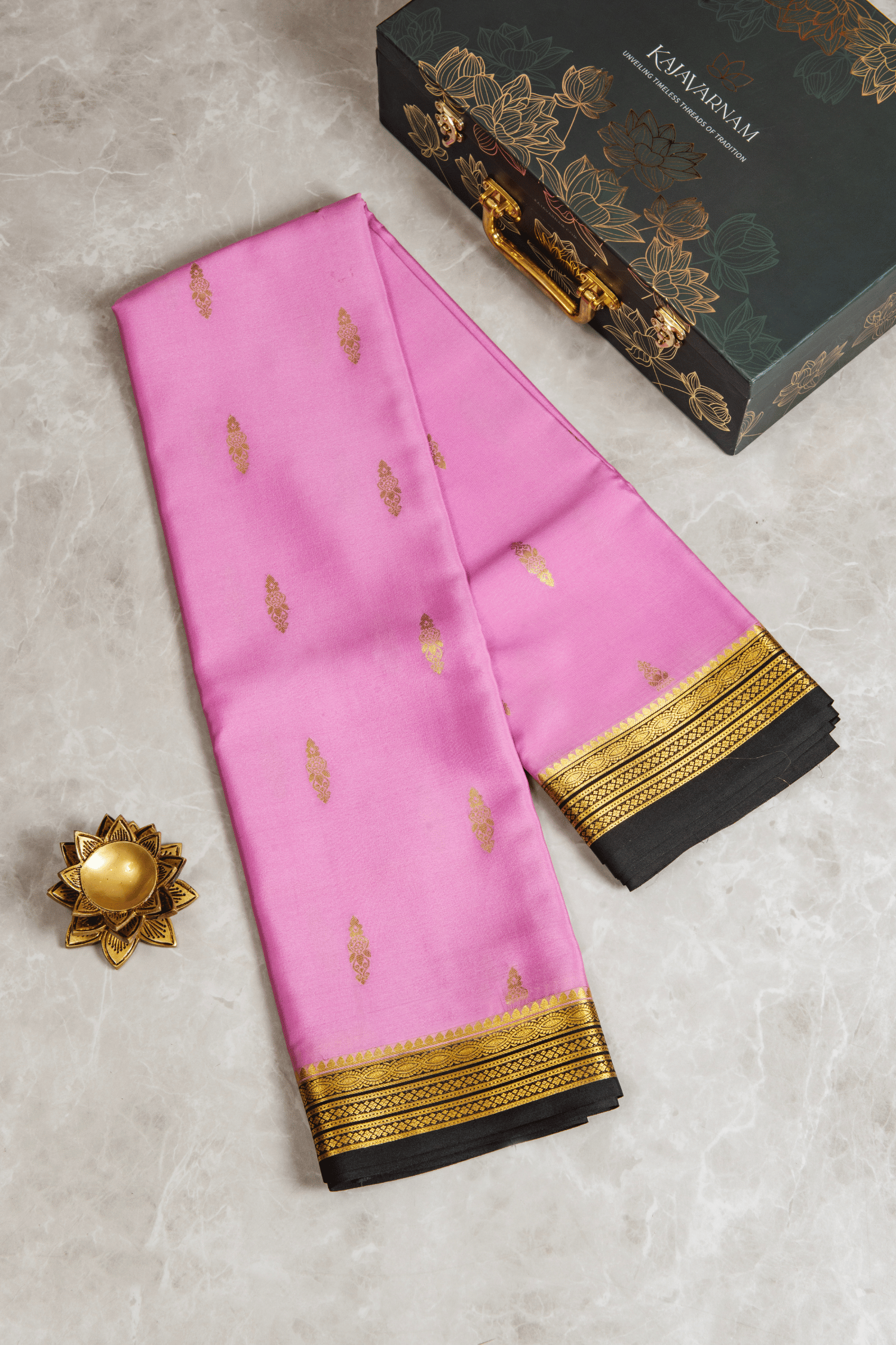 Crepe Silk Pink Contrast Border Saree