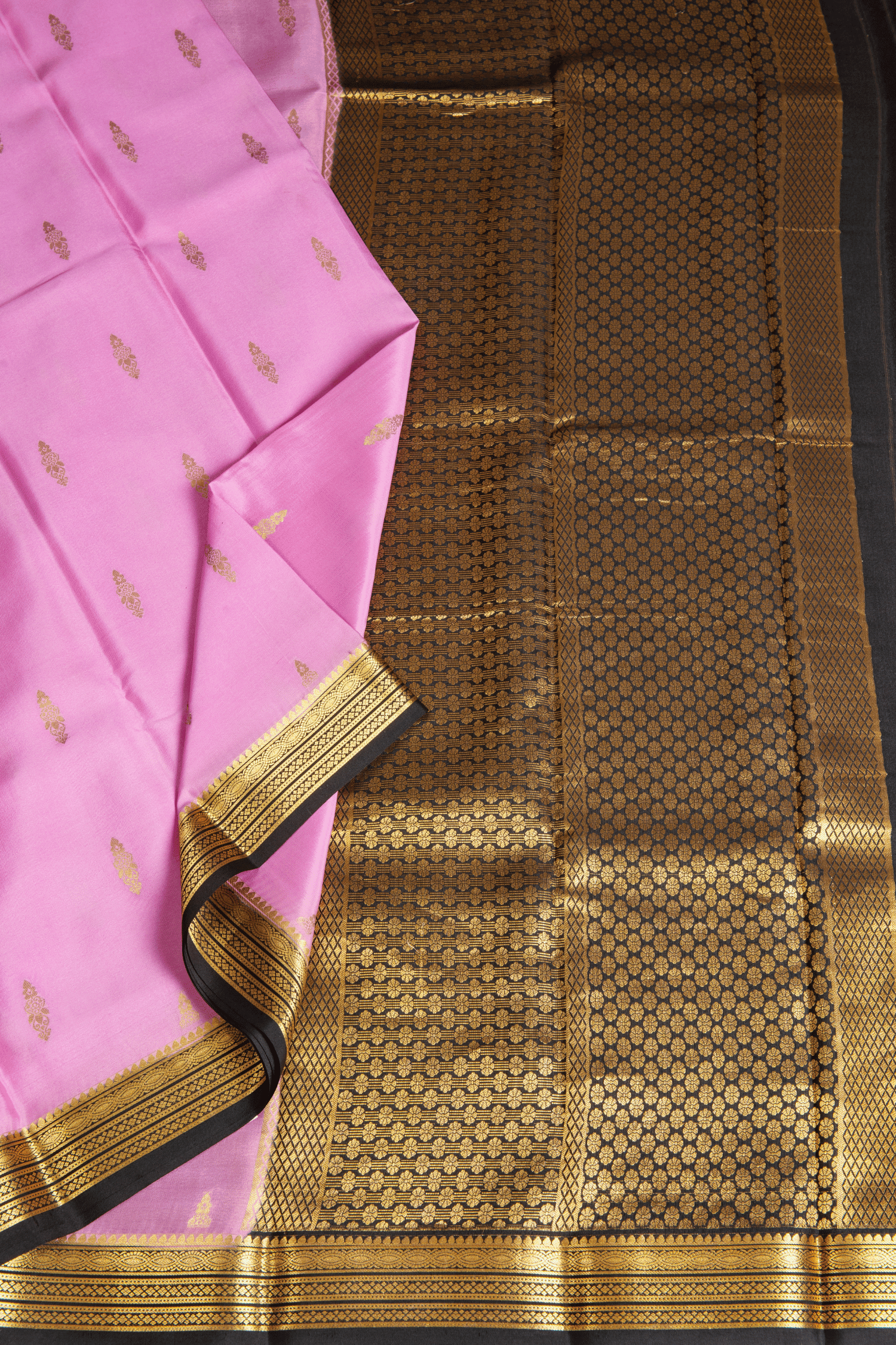 Crepe Silk Pink Contrast Border Saree