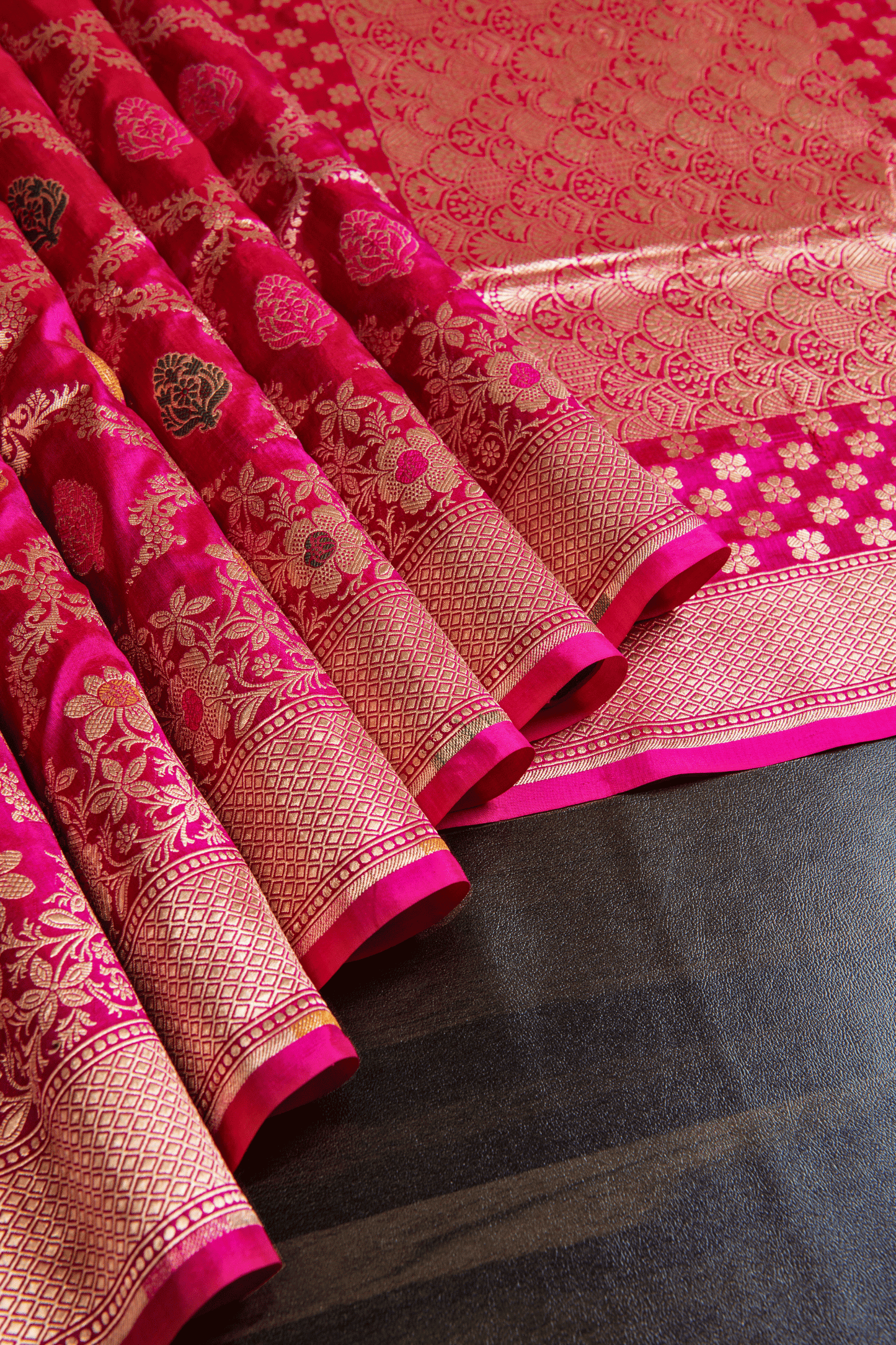 Banarasi Pink Silk Meenakari Saree