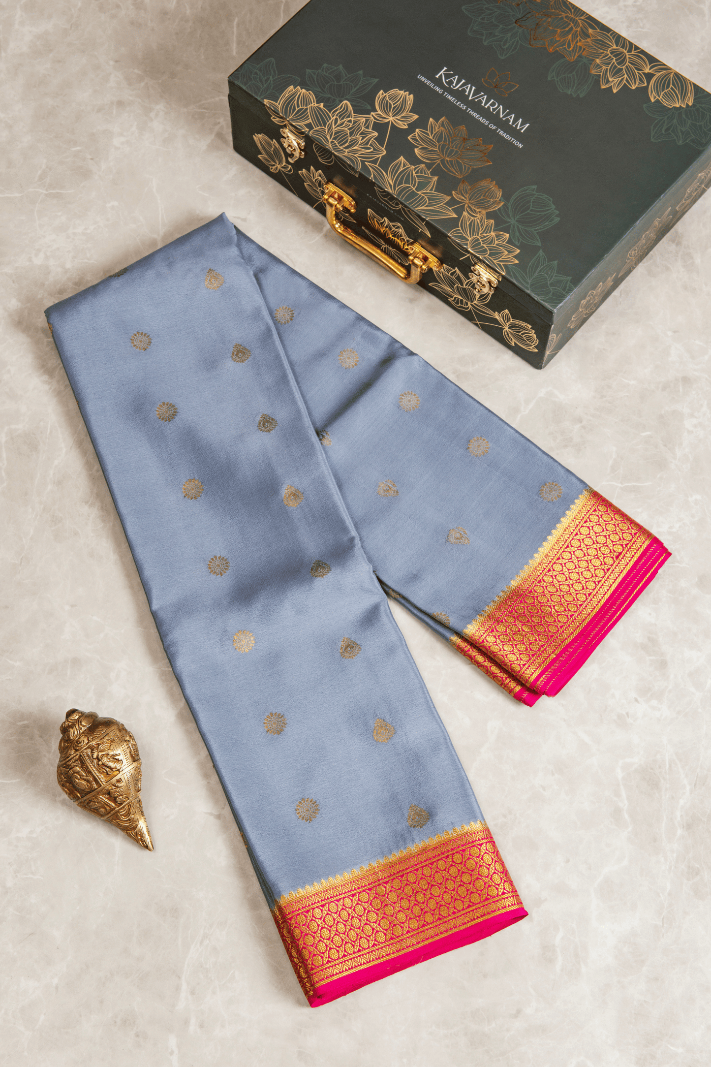 Crepe Silk Grey Saree with Butta