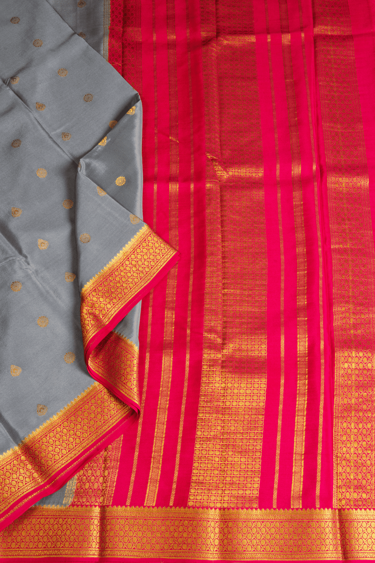 Crepe Silk Grey Saree with Butta