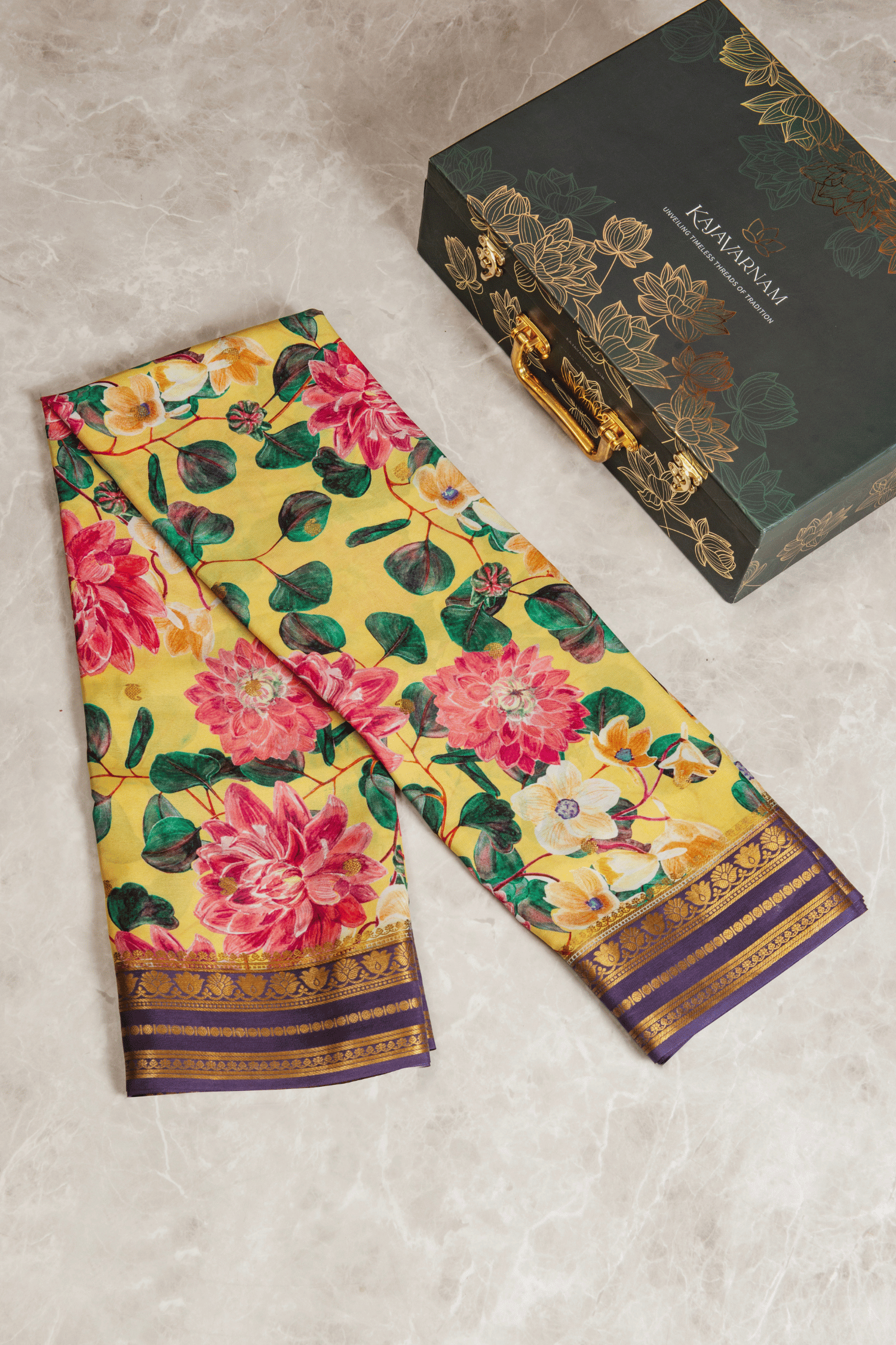 Crepe Silk Yellow Digital Print Saree