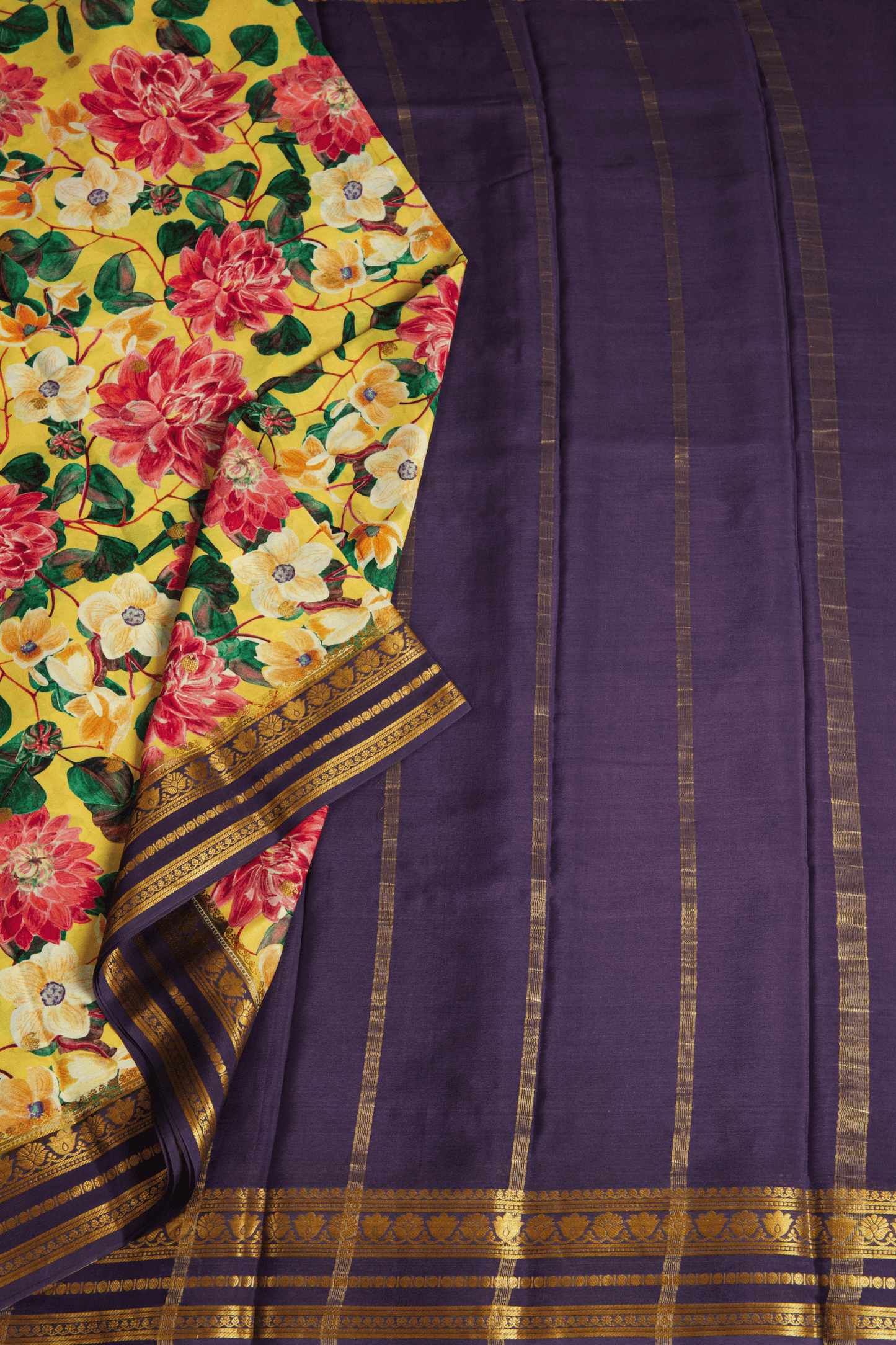 Crepe Silk Yellow Digital Print Saree