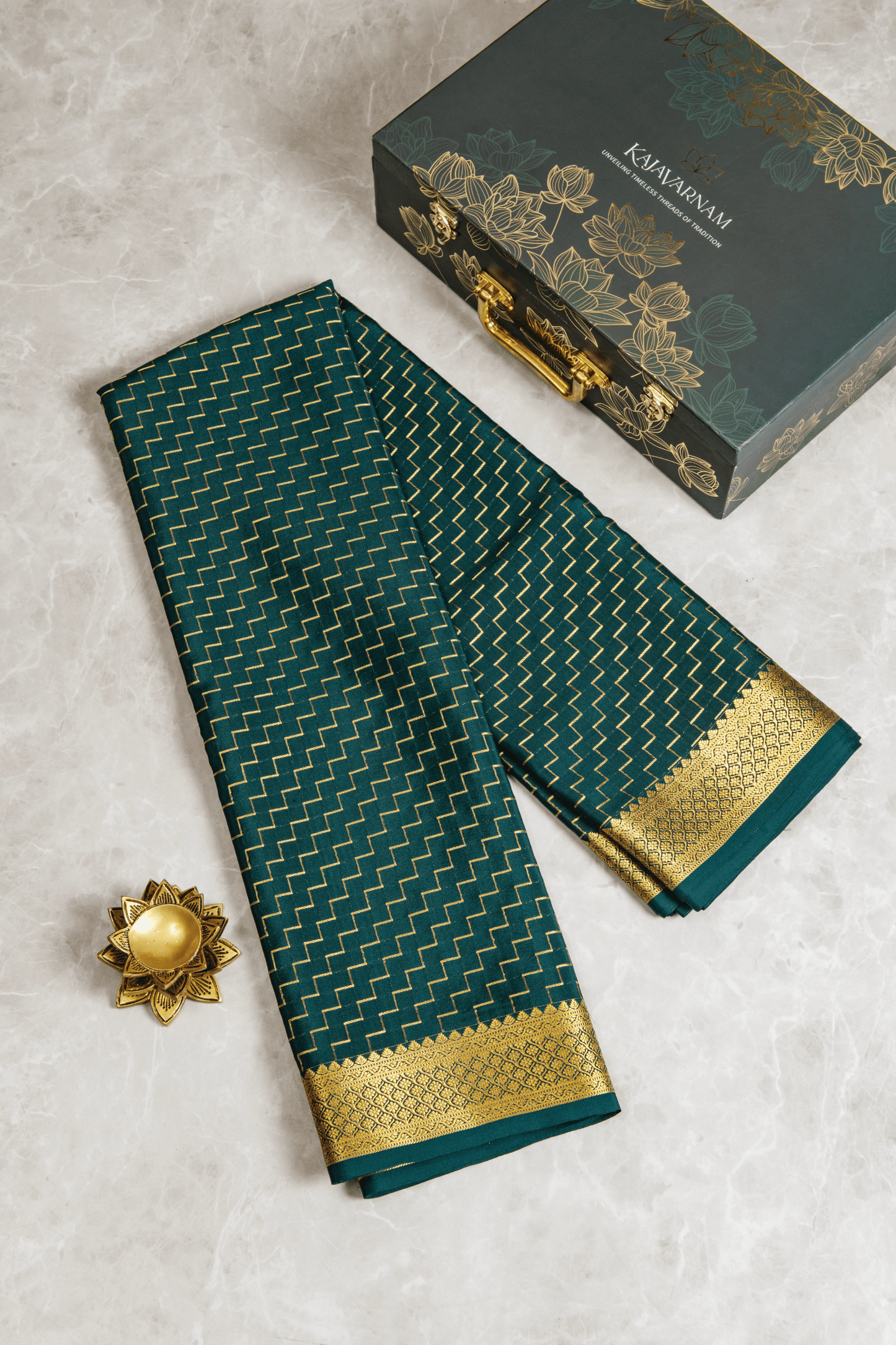Crepe Silk Dark Green Saree