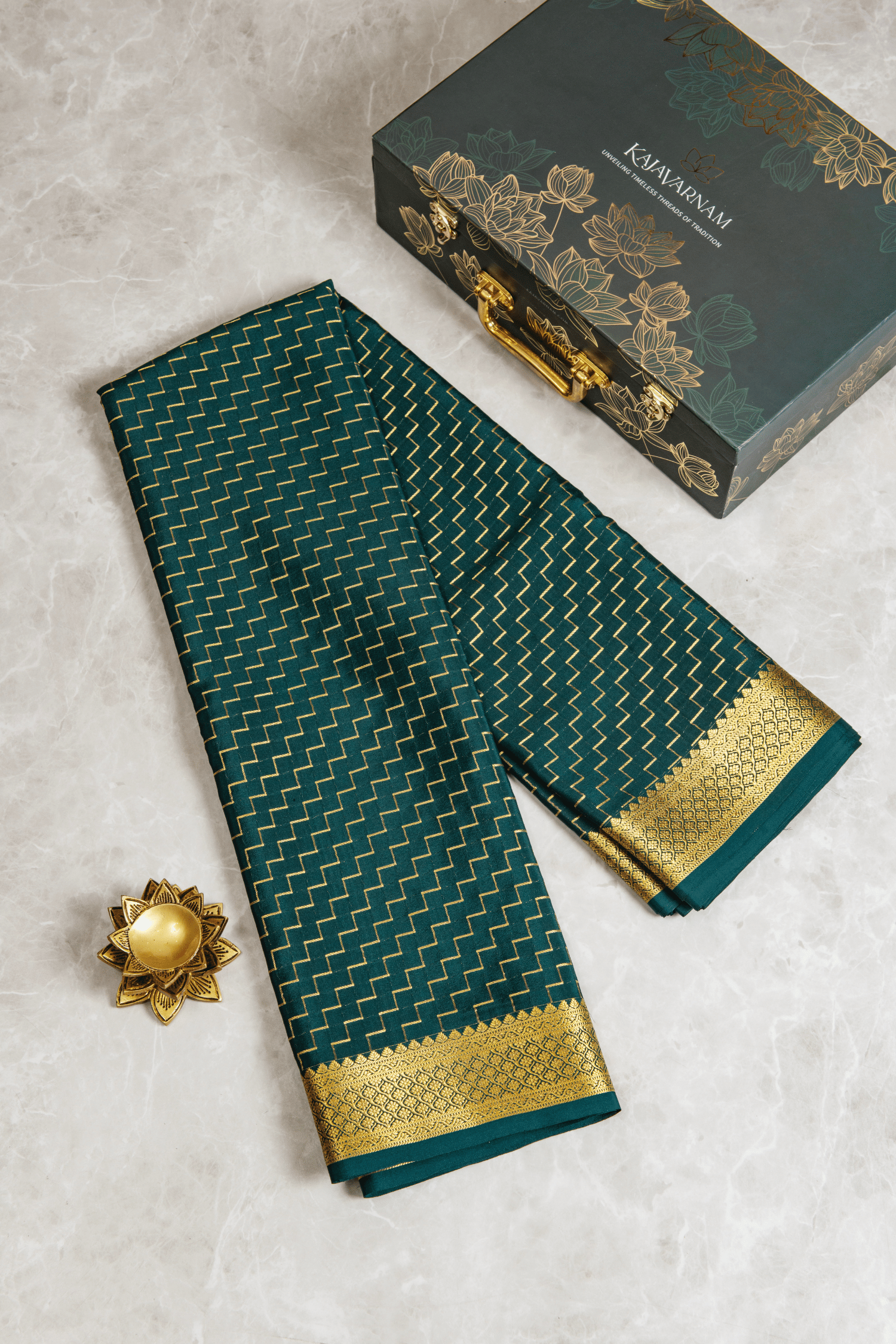 Crepe Silk Dark Green Saree