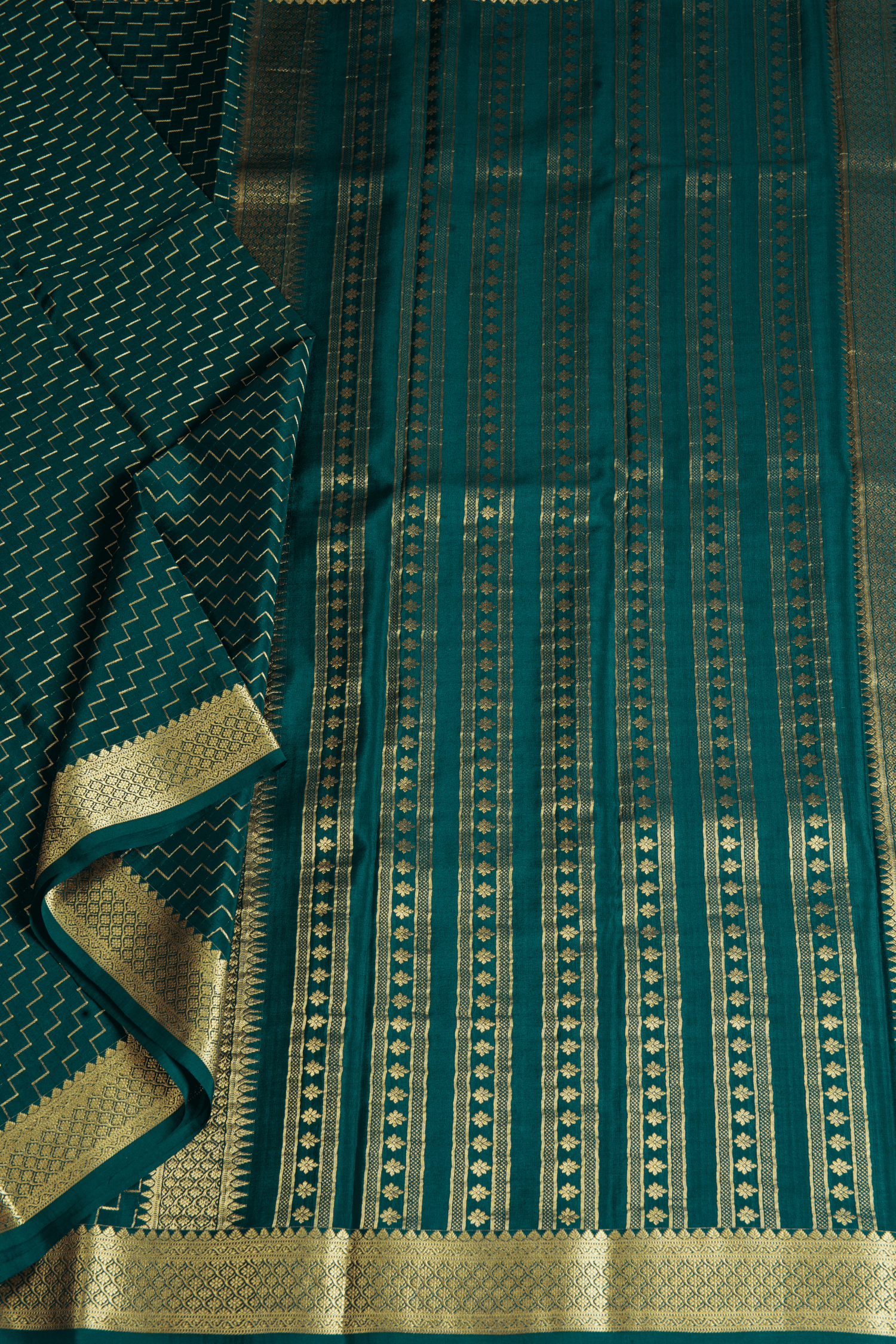 Crepe Silk Dark Green Saree