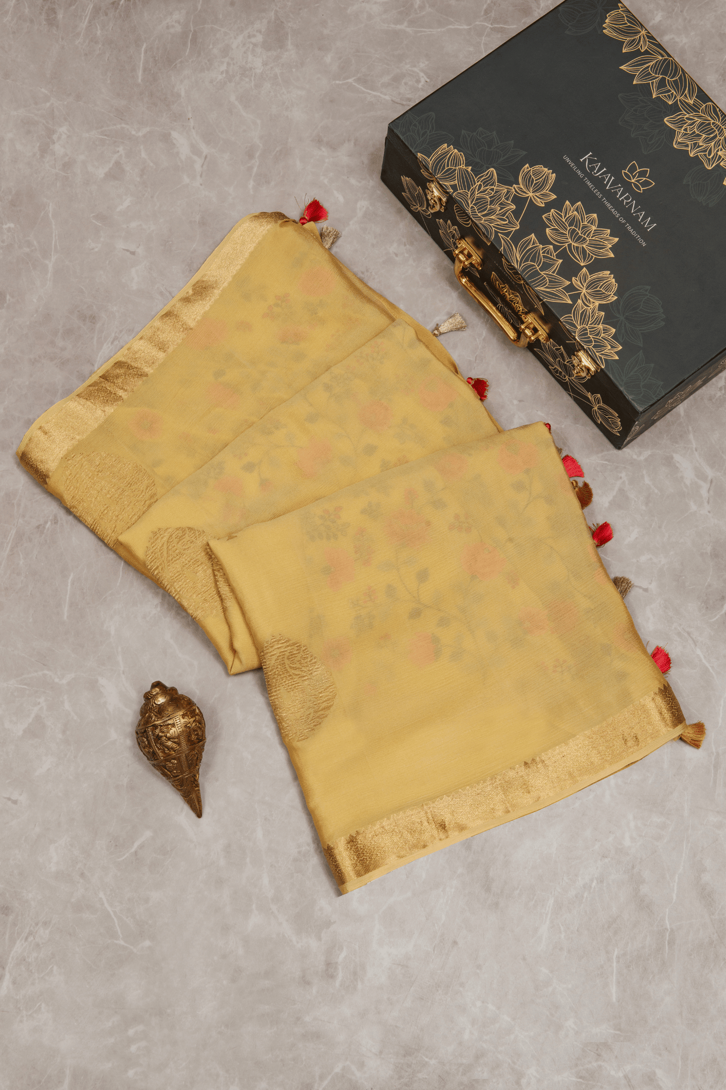 Chinon Saree with Intricate Embroidered Blouse