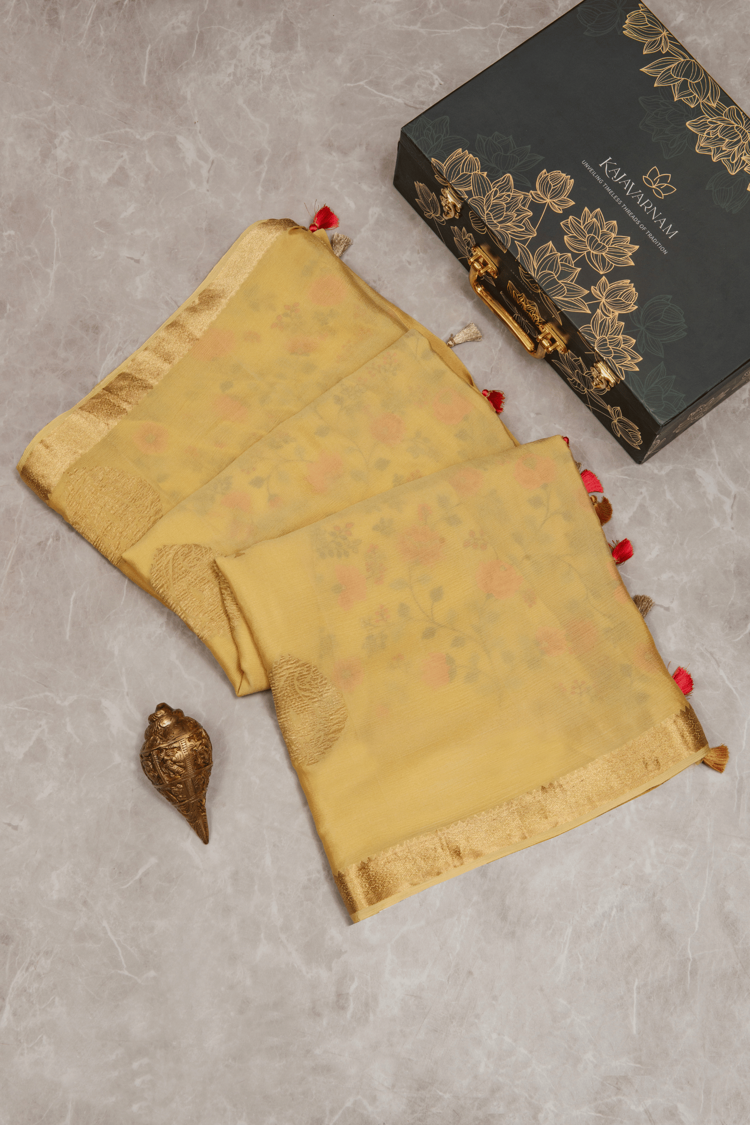 Chinon Saree with Intricate Embroidered Blouse