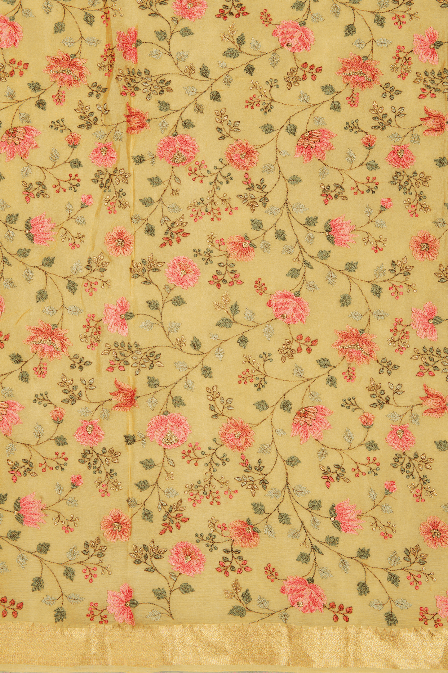 Chinon Saree with Intricate Embroidered Blouse