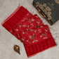 Tussar Fusion Maroon Saree with Parsi Gara Embroidery