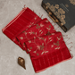 Tussar Fusion Maroon Saree with Parsi Gara Embroidery