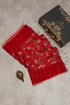 Tussar Fusion Maroon Saree with Parsi Gara Embroidery