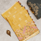 Crepe Tissue fusion Yellow Saree with Parsi Gara Embroidery