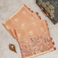 Crepe Tissue fusion Peach Saree with Parsi Gara Embroidery