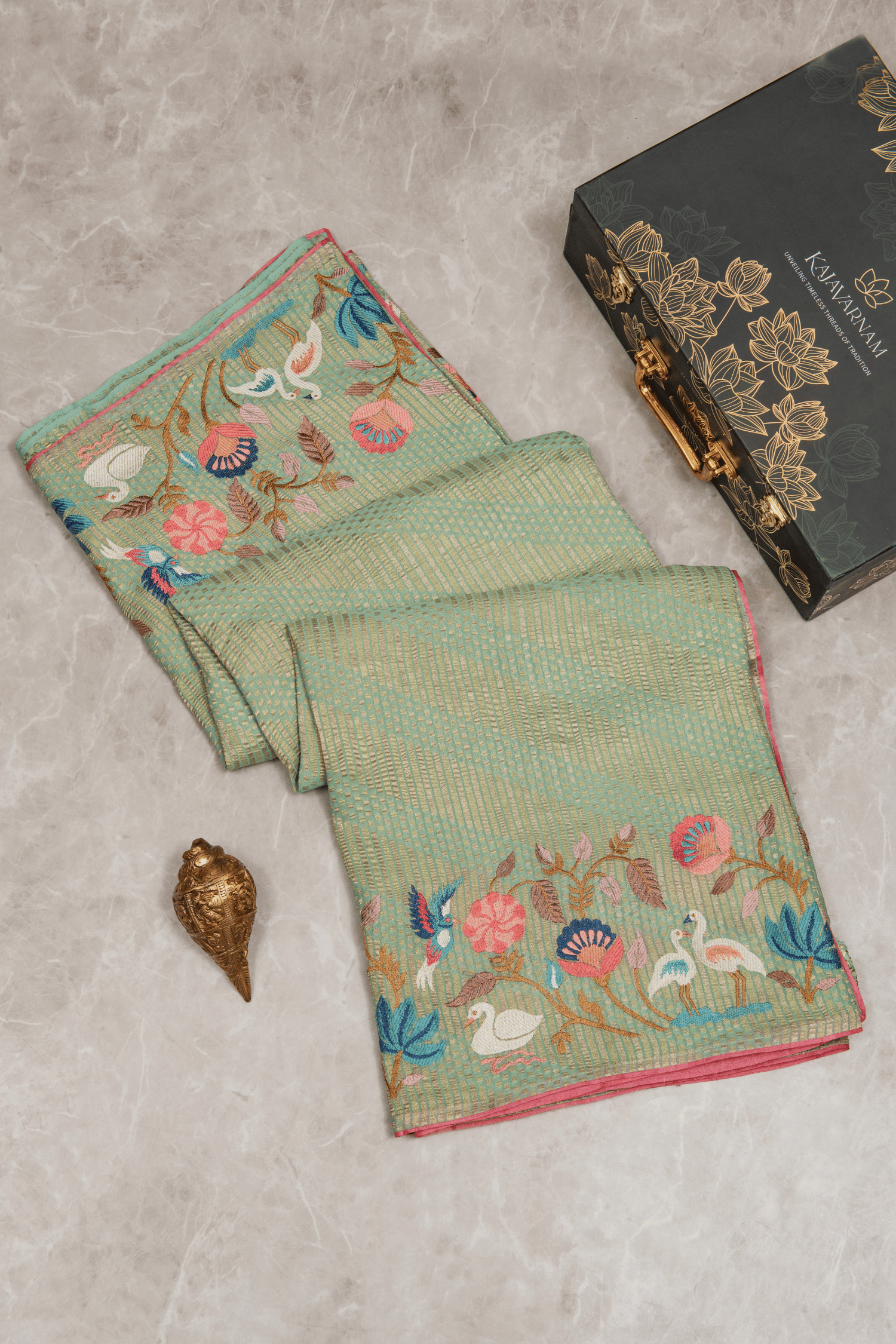 Chiffon Fusion Saree with Intricate Embroidery