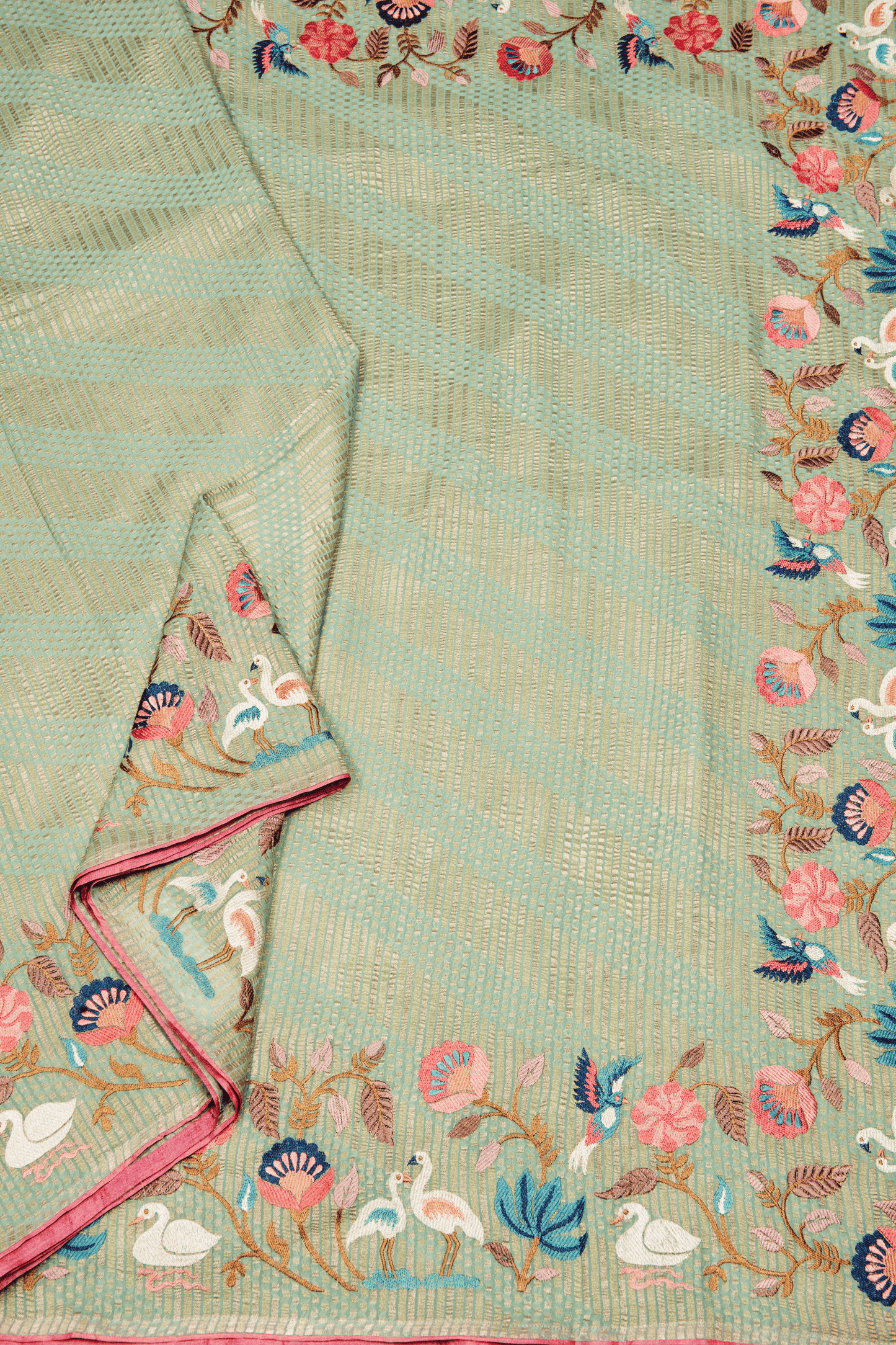 Chiffon Fusion Saree with Intricate Embroidery