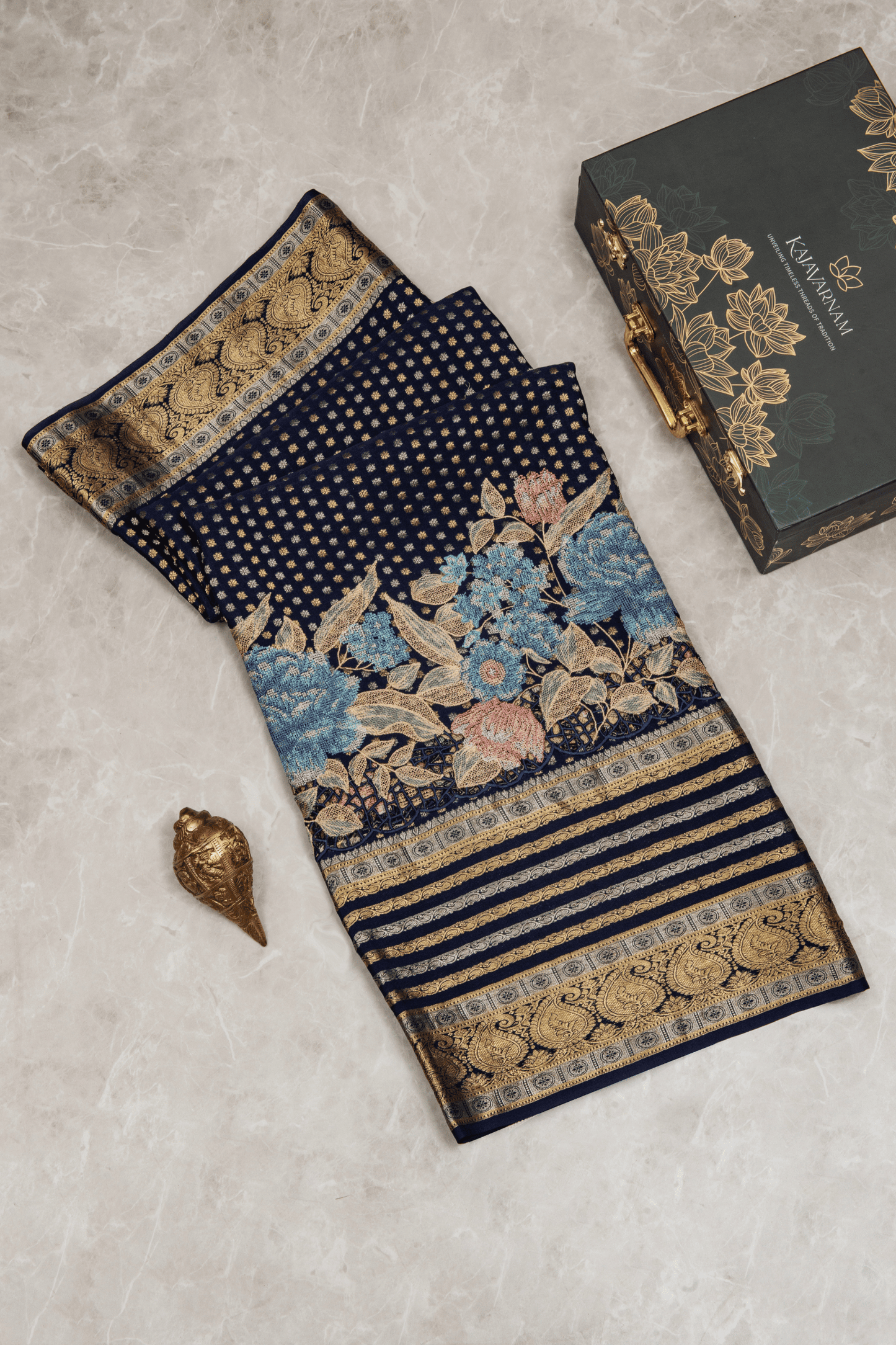 Crepe Fusion Saree with Parsi Gara Embroidery