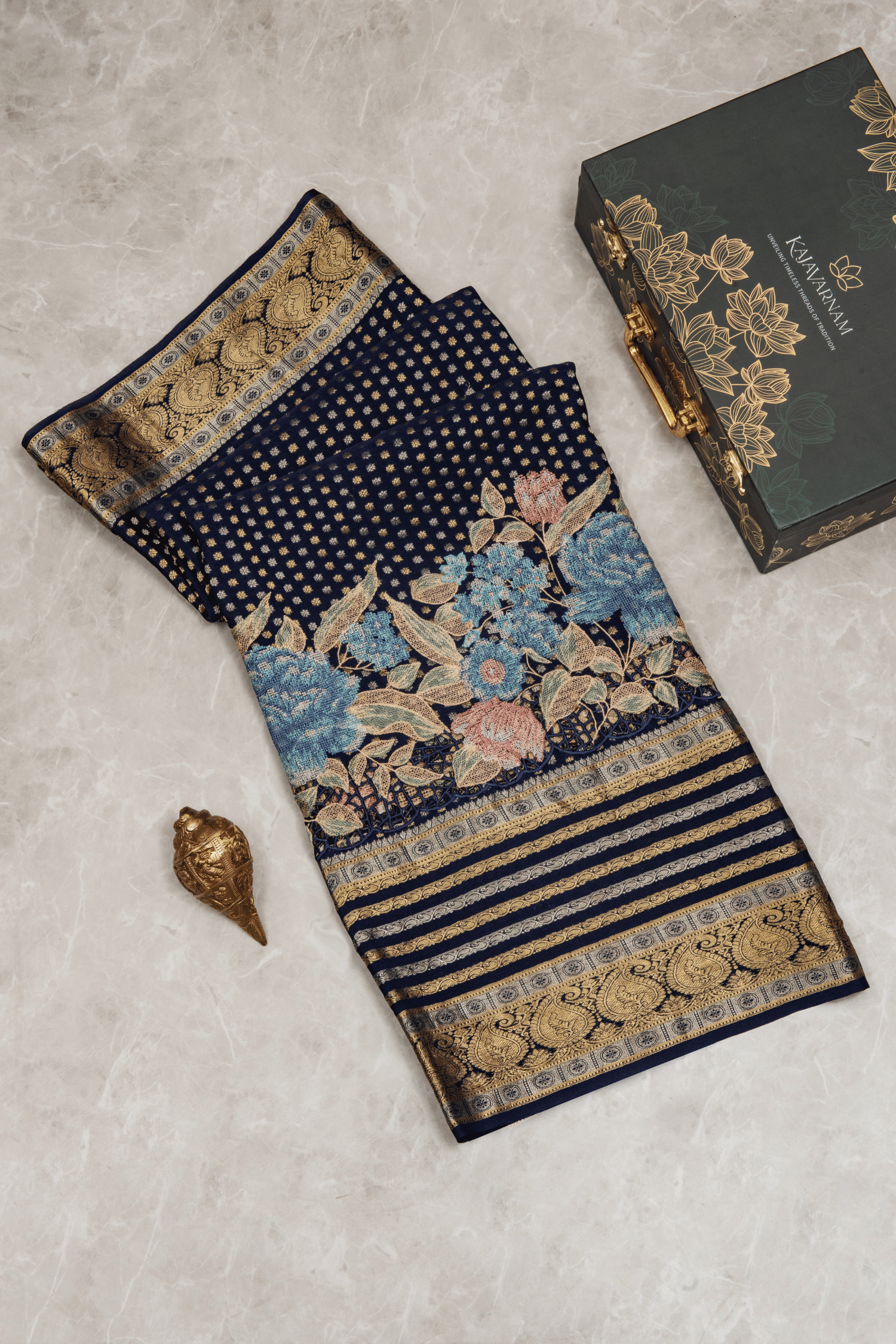 Crepe Fusion Saree with Parsi Gara Embroidery