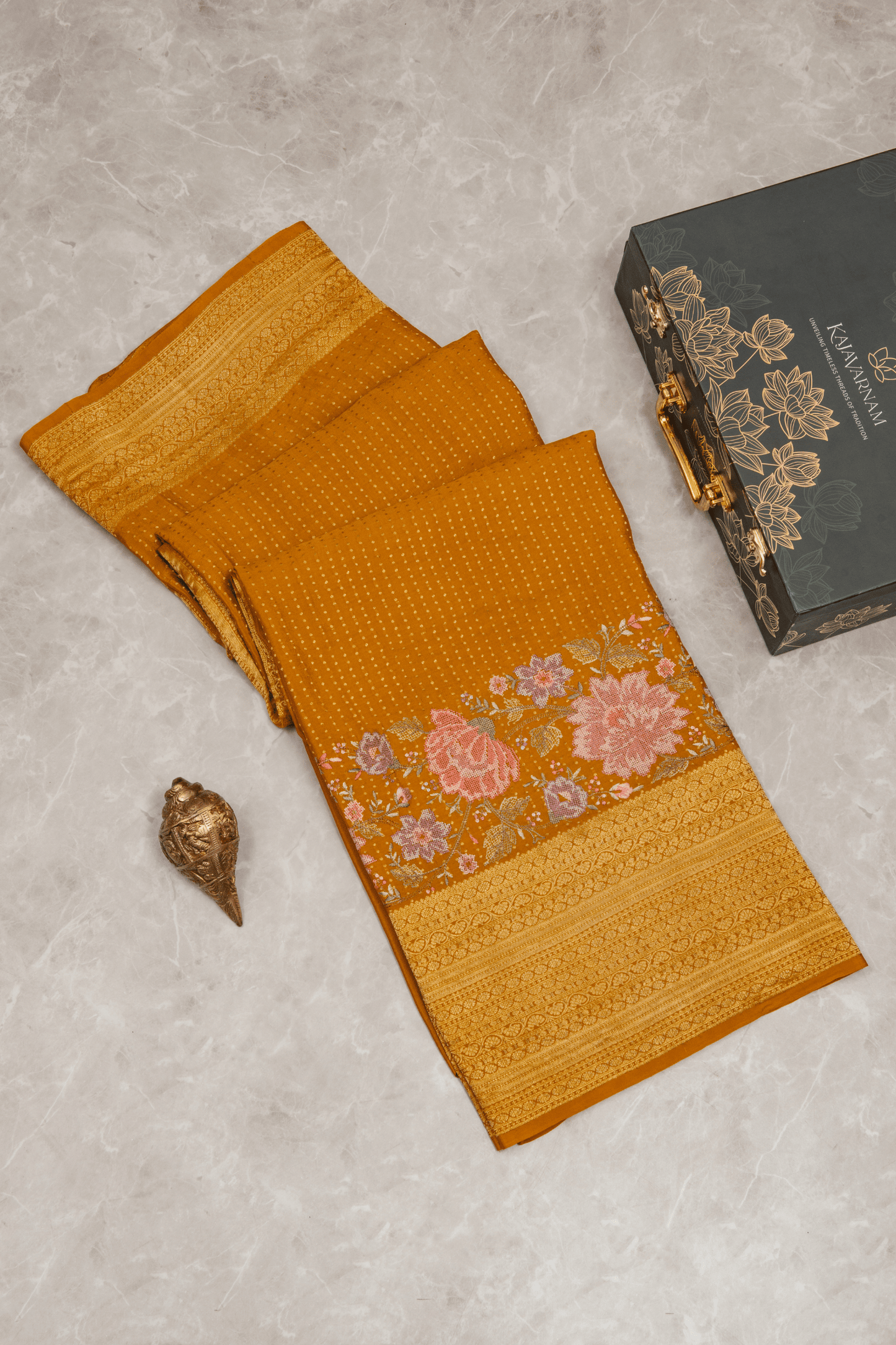 Crepe Fusion Saree with Parsi Gara Embroidery