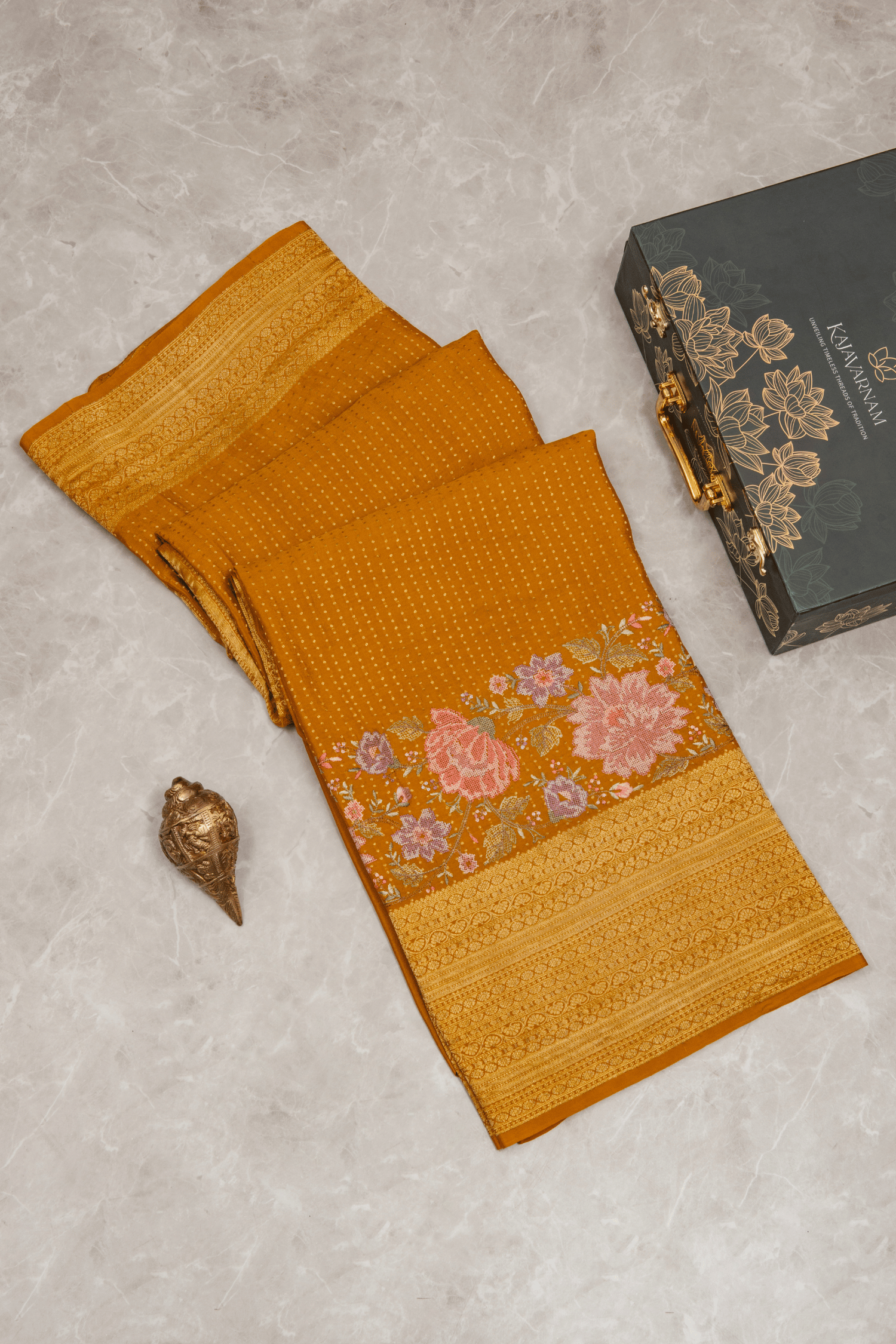 Crepe Fusion Saree with Parsi Gara Embroidery