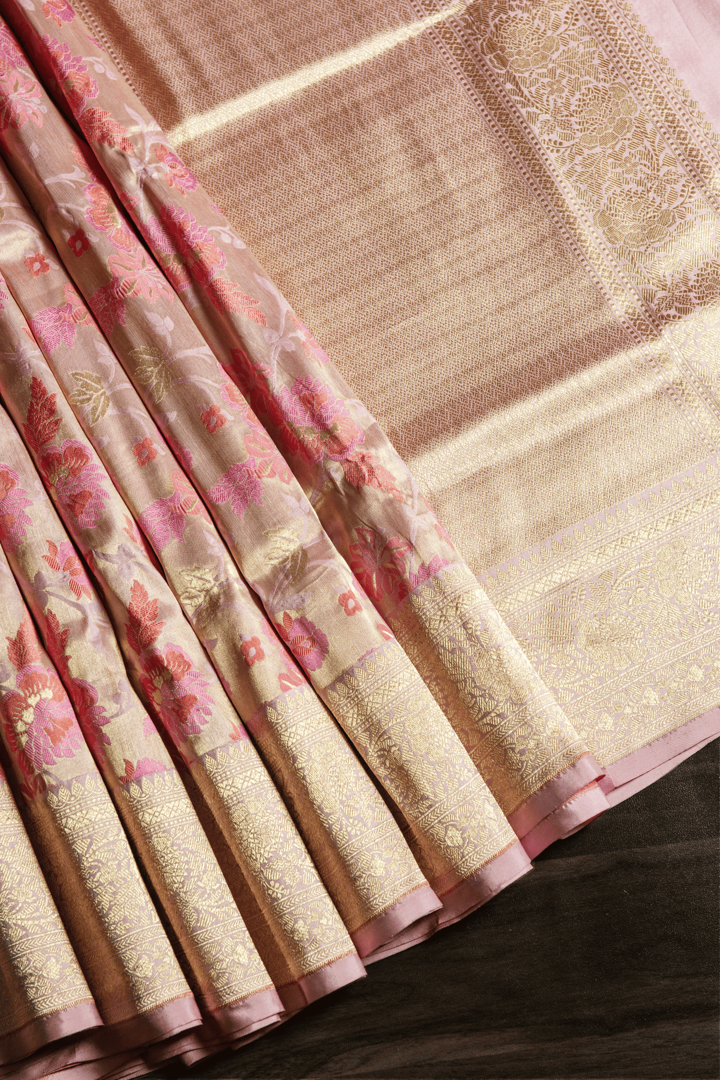 Banarasi Zari Brocade Pastel Pink Saree